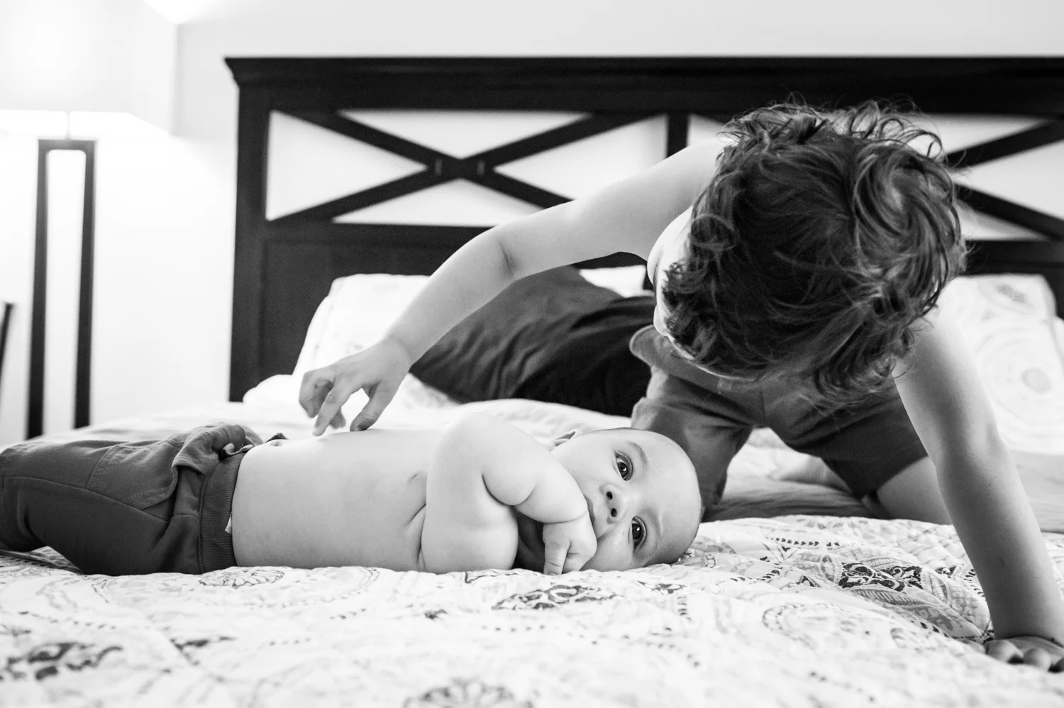 family photo session at home black and white brothers siblings