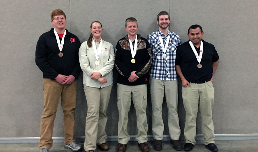 Maggie Hirzy (second from left) with her fellow medal winners. Photo courtesy of The Stevens Point City Times.