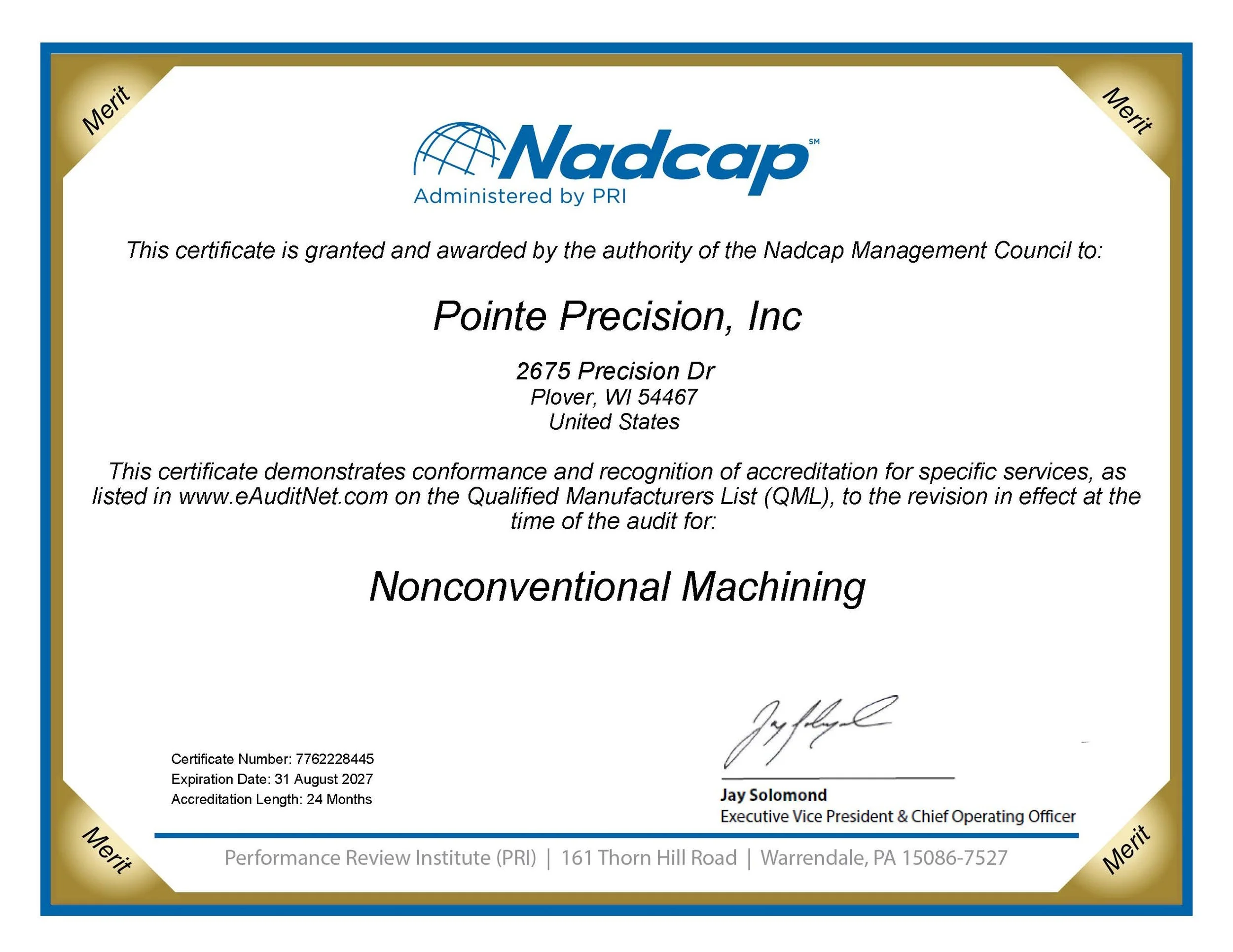 Nadcap - Nonconventional Machining