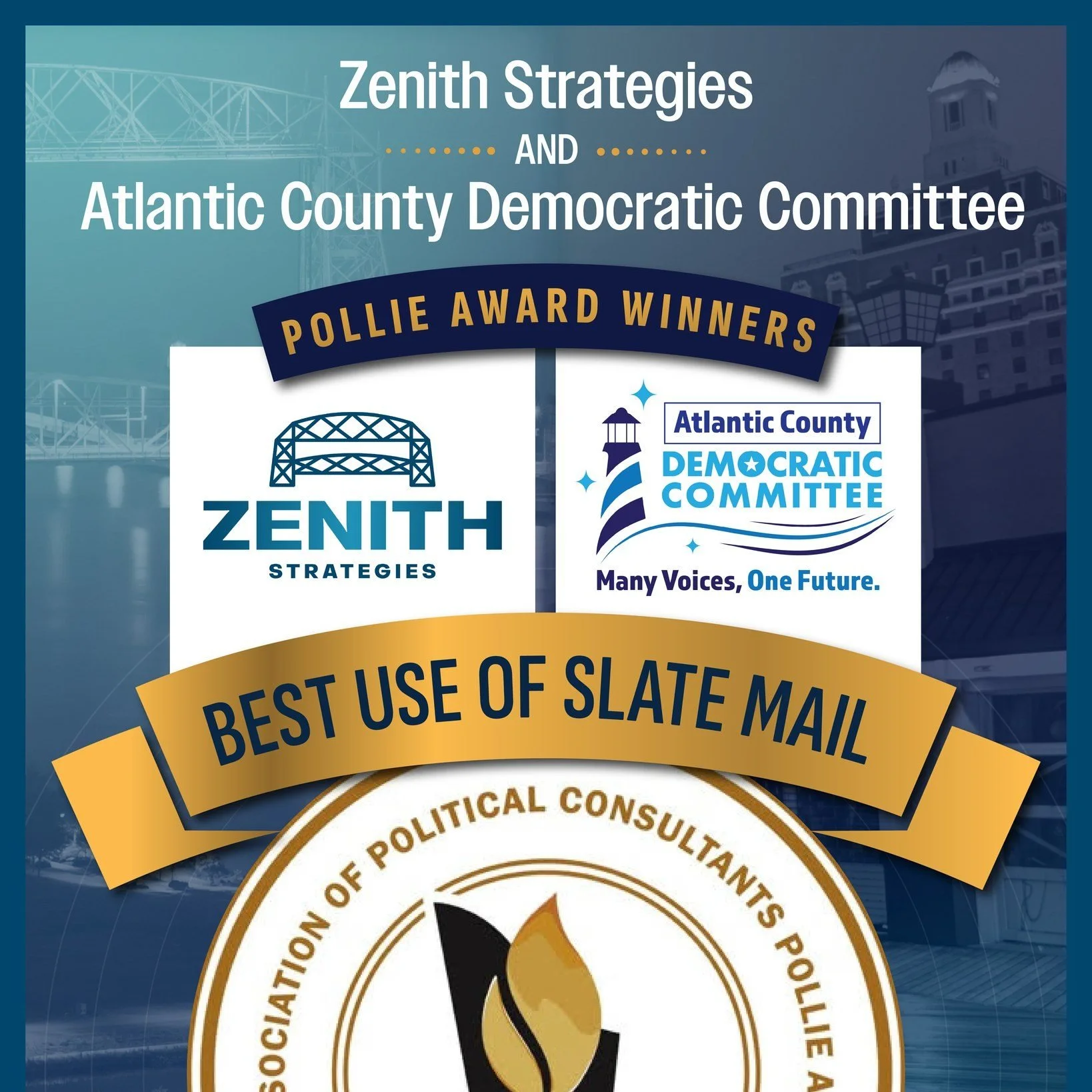 Congratulations to our good friends at Zenith Strategies for winning a Pollie Award for one of our mail pieces last fall! Zenith has been an integral partner in our electoral success over the past 10 years.