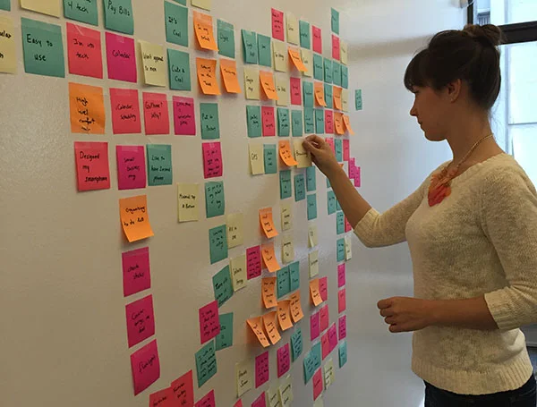 Creating an affinity diagram of our interview learnings.