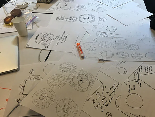 Some of the 200+ sketches we created exploring interface options.