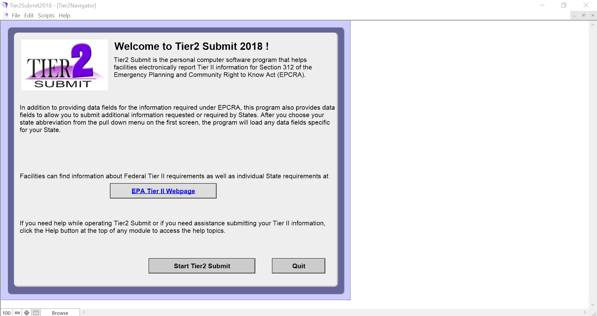 The first screen in Tier2 Submit 2018, before the redesign.