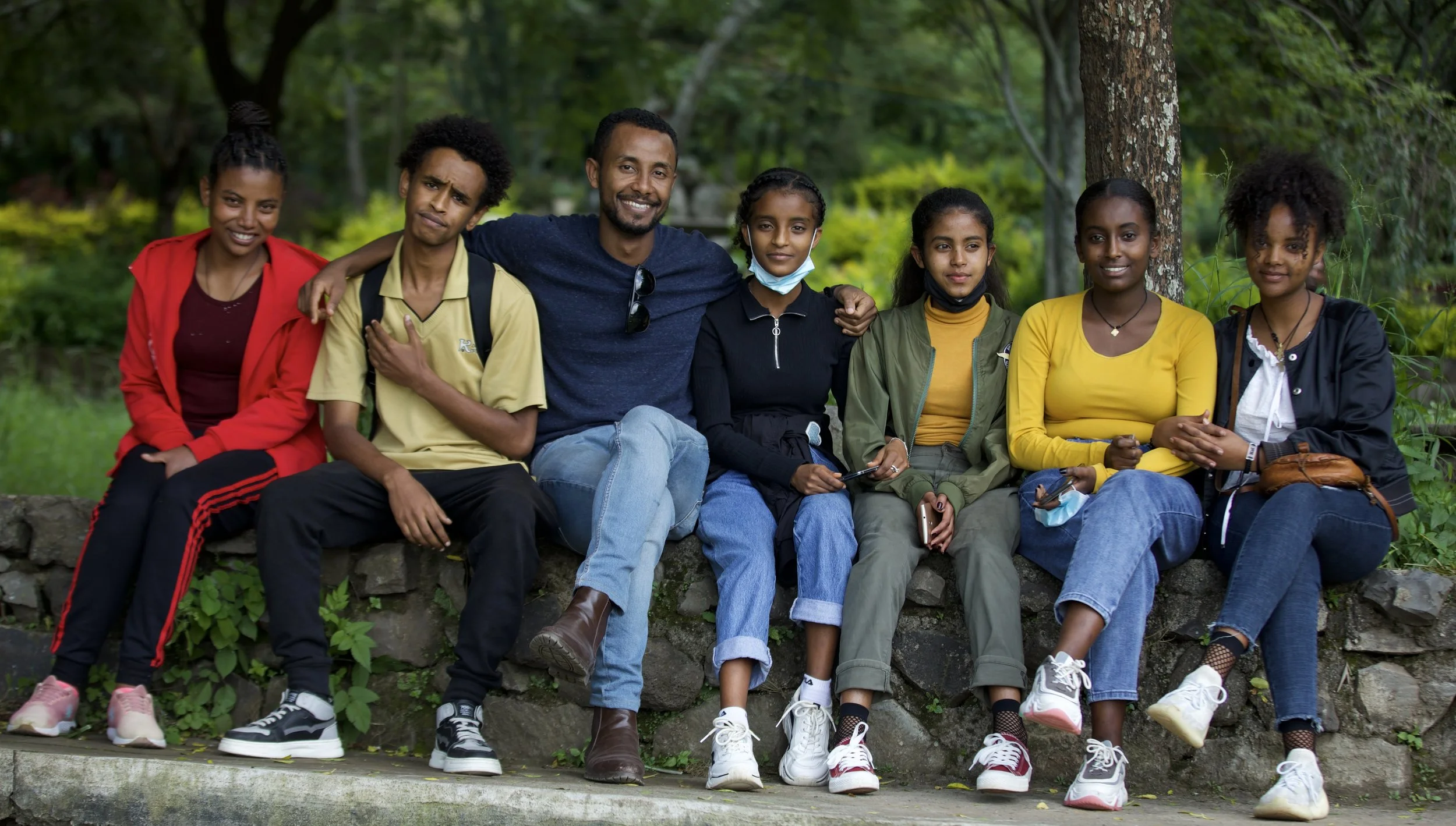 Habtie, with the kids at a Young Life Camp