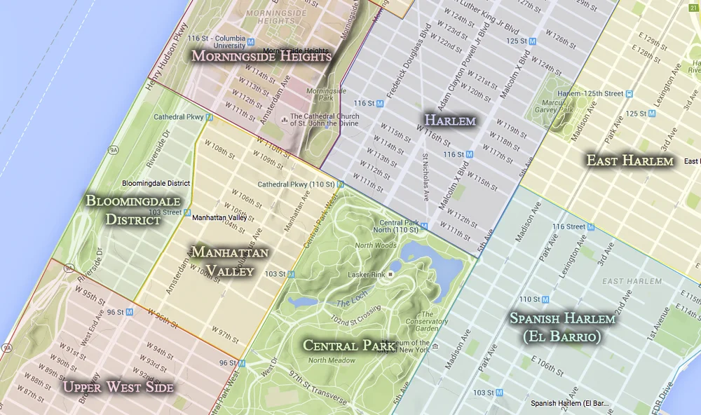 Upper West Side Neighborhood Map Bloomingdale District — Cityneighborhoods.nyc