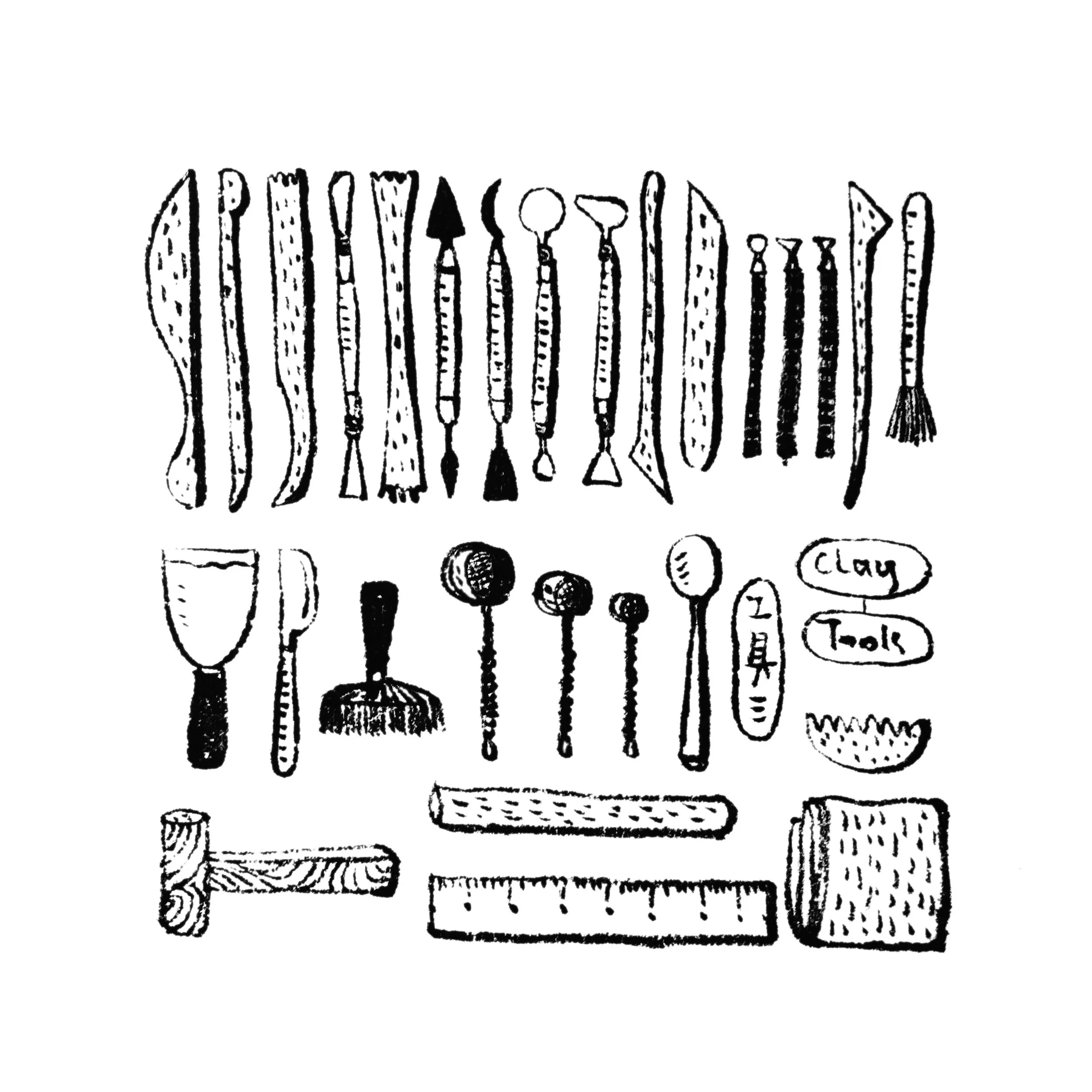 03. Sculpting Tools. These tools come in various shapes, sizes and styles and are used to cut, scrape or shape the modeling material to create a specific effect. The ones I lay out here are some of my favorites. :) ❤️ 03,制模工具。 在初步制作泥稿的阶段,可以按自己的喜好选用任意制模工具。通过切,刮,塑形等等做出理想的泥稿。以上是我自己平时喜欢用的真爱特选。❤️