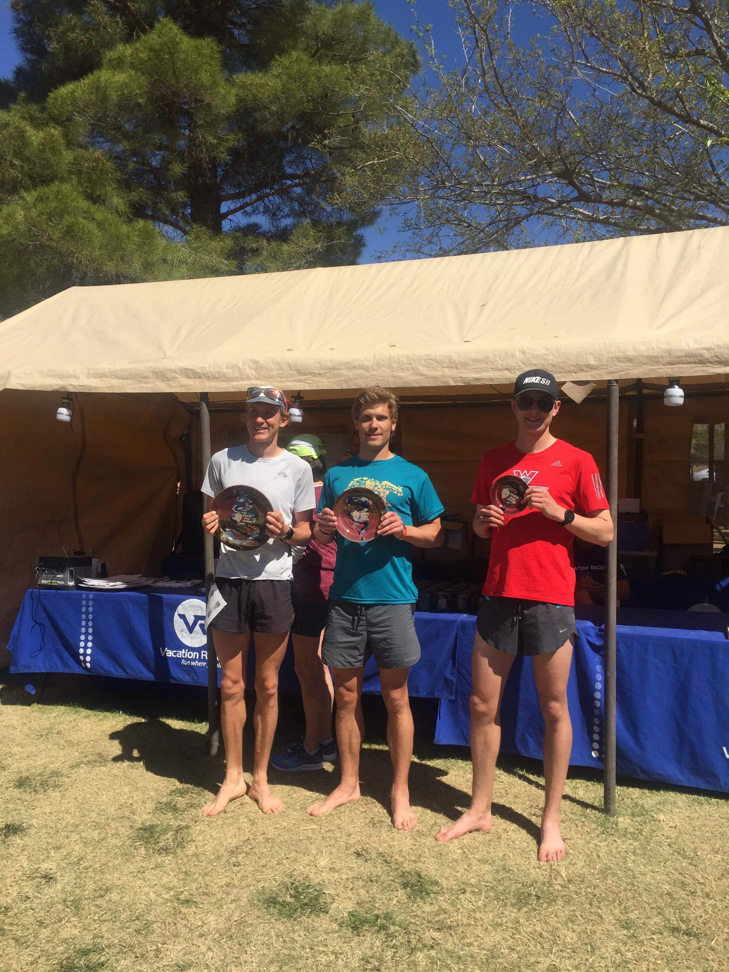 At the finish receiving our prizes for 1st, 2nd, and 3rd overall. These young bucks are fast! 