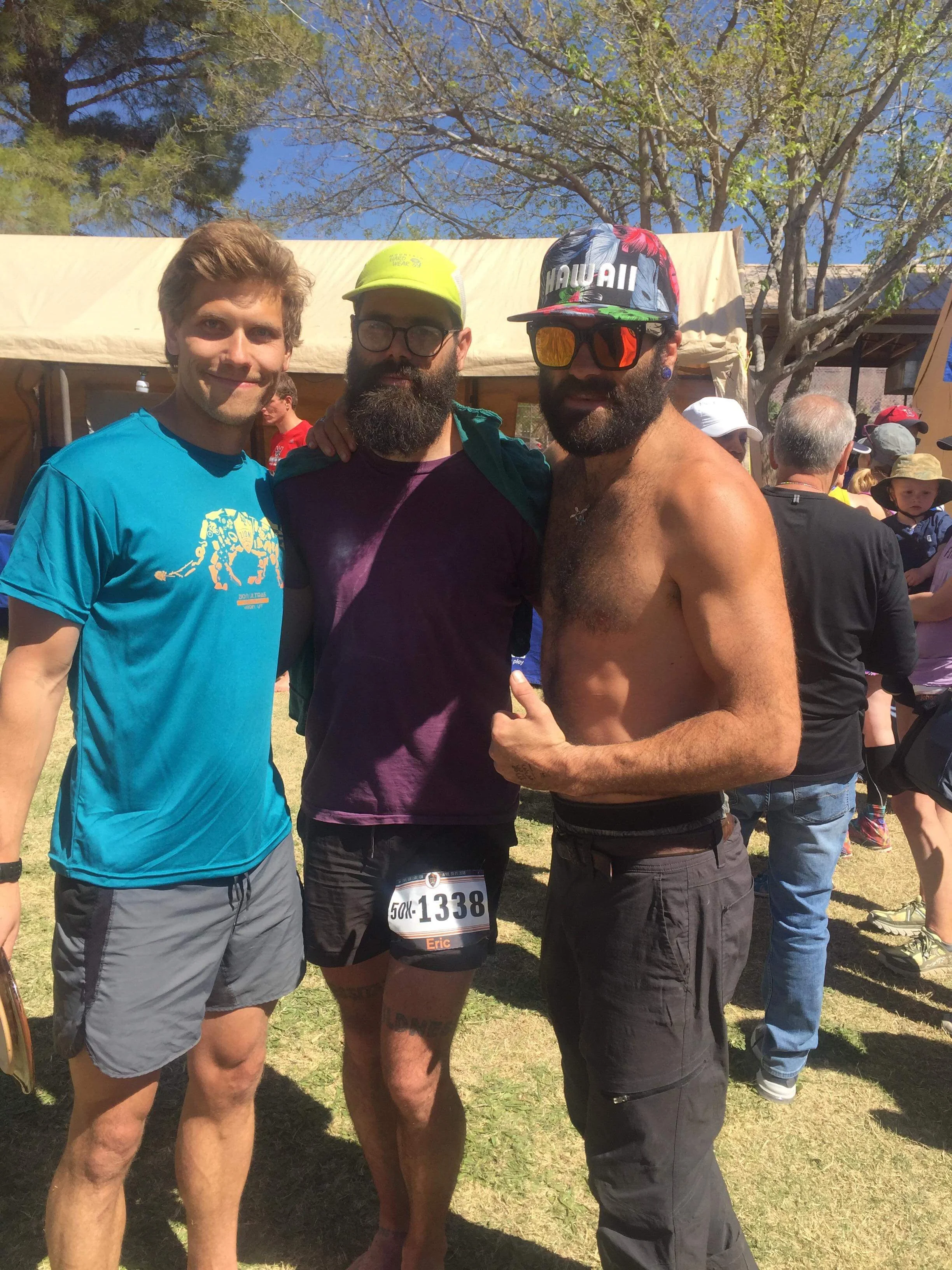 Tres hermanos. Eric in the middle and I ran the race while Coulson was crewing. Our mom and dad came out to support too! 