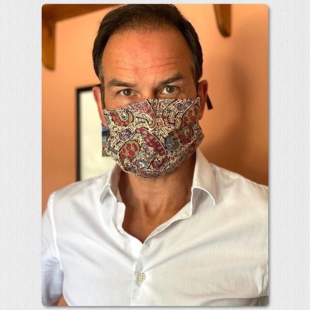 Shout out to my brother-in-law @rtamos in Norfolk wearing his paisley #watidesign facemask!⁣
⁣
Is it my imagination or are a lot of men not wearing masks? Come on guys. Wearing a mask does not emasculate you. This is a time that you should be focusin
