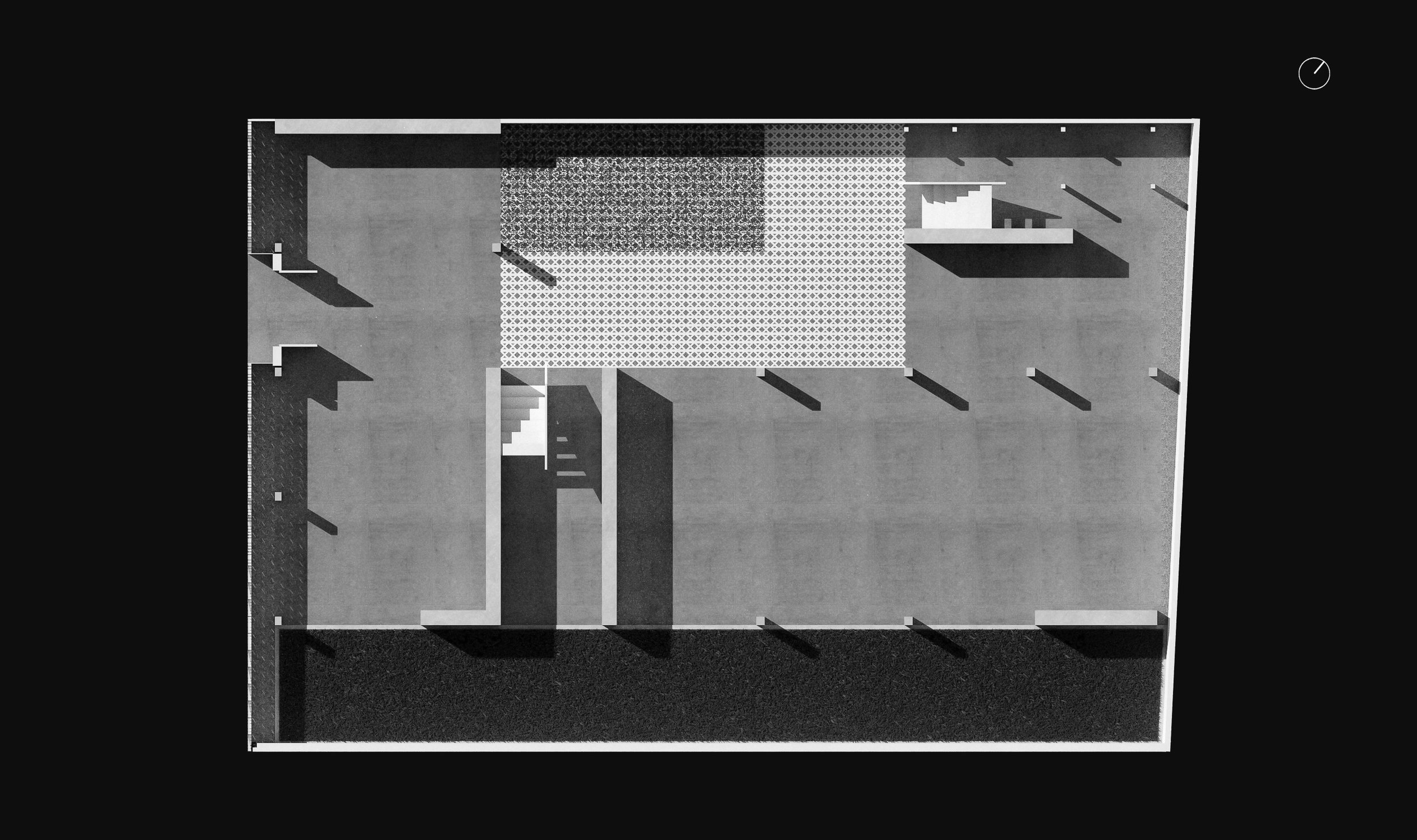 In line with O’Gorman’s design principal of “minimum cost, maximum efficiency” the building is easy to construct and takes full advantage of the sites potential. By lifting the building up, the ground floor becomes a large 3,700 square foot space th