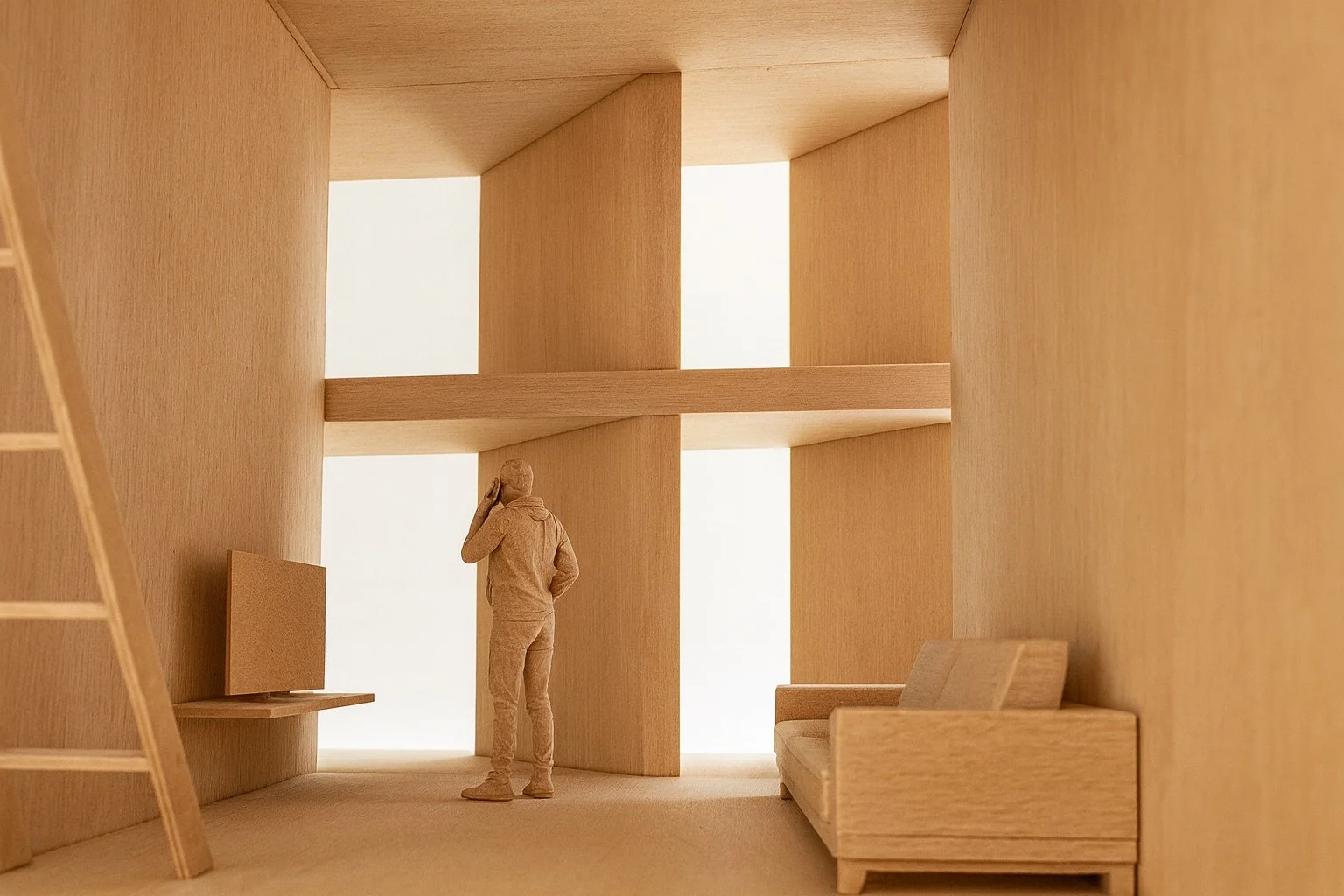 The cubic form minimizes the amount of exterior envelope, increasing both energy efficiency and material economy. Together with the front glazing protected by the brise-soleil and the north-facing window wall at the rear, the building maintains a su