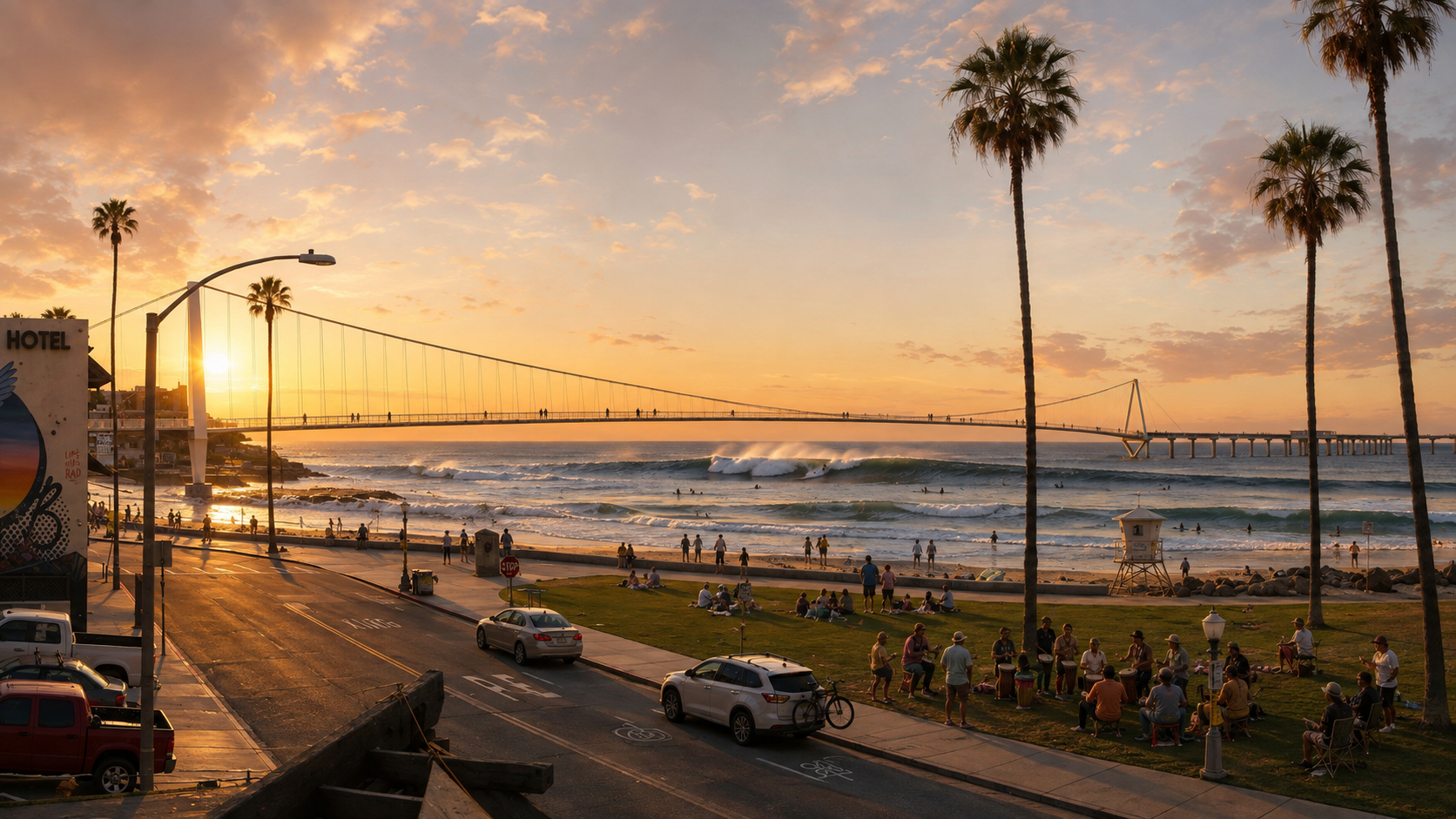   A Sustainable Suspension Bridge   The first half of the pier is envisioned as a suspension bridge with a post-tensioned concrete deck. This modern design significantly reduces environmental disruption by minimizing the number of vertical supports r