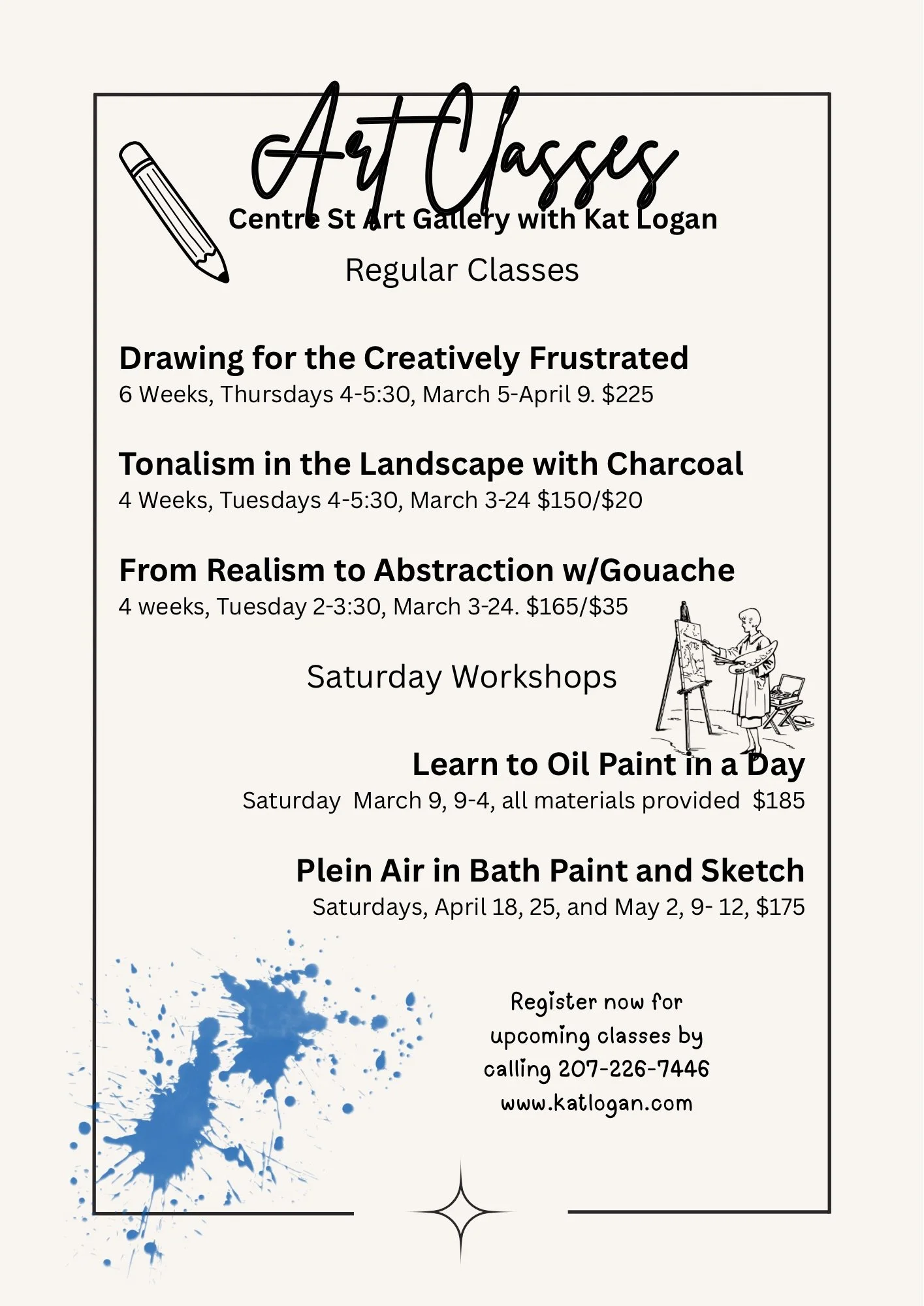 Art Classes Beginning in March with Kat Logan
