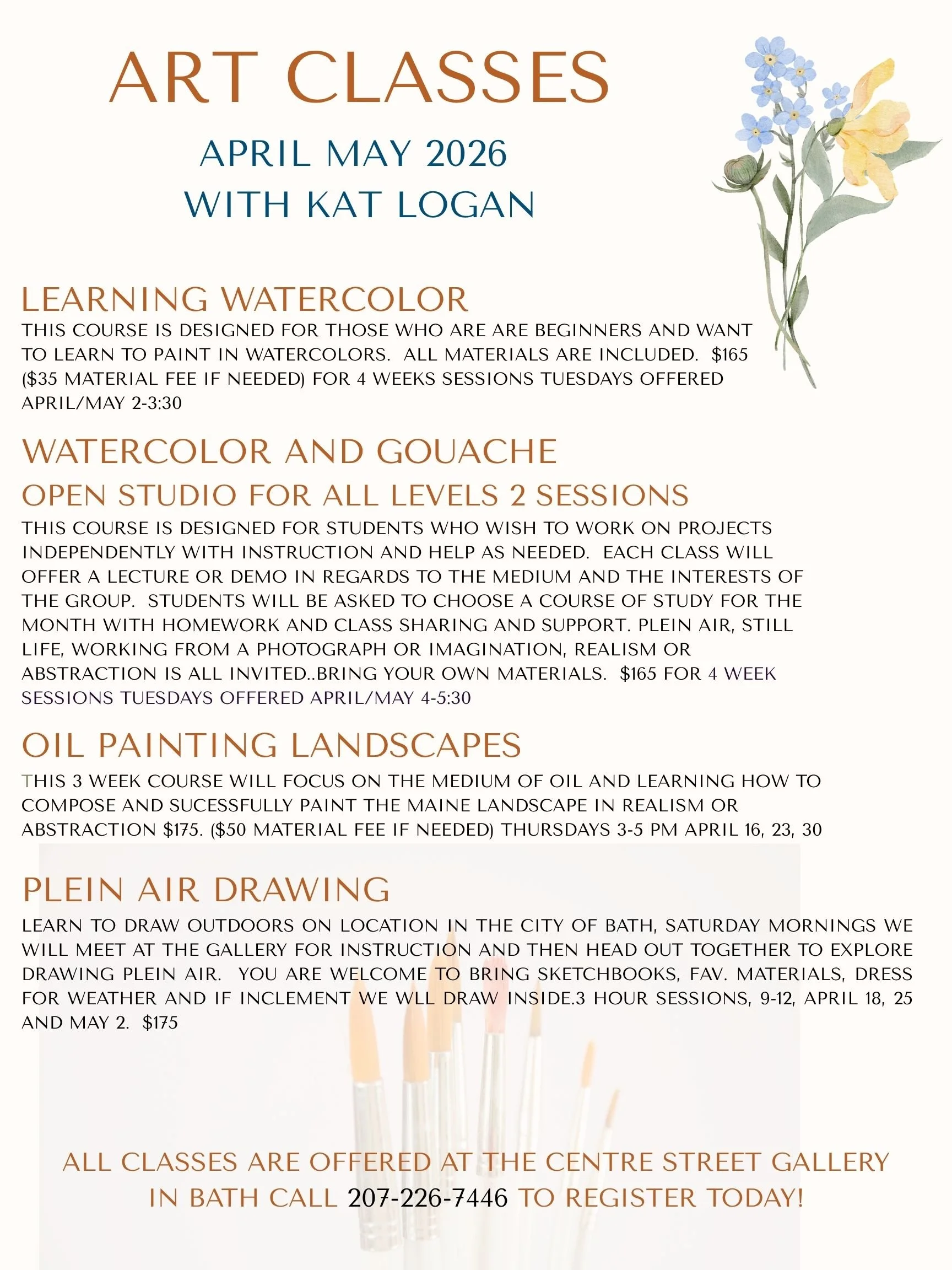 Upcoming Spring Art Classes with Kat Logan
