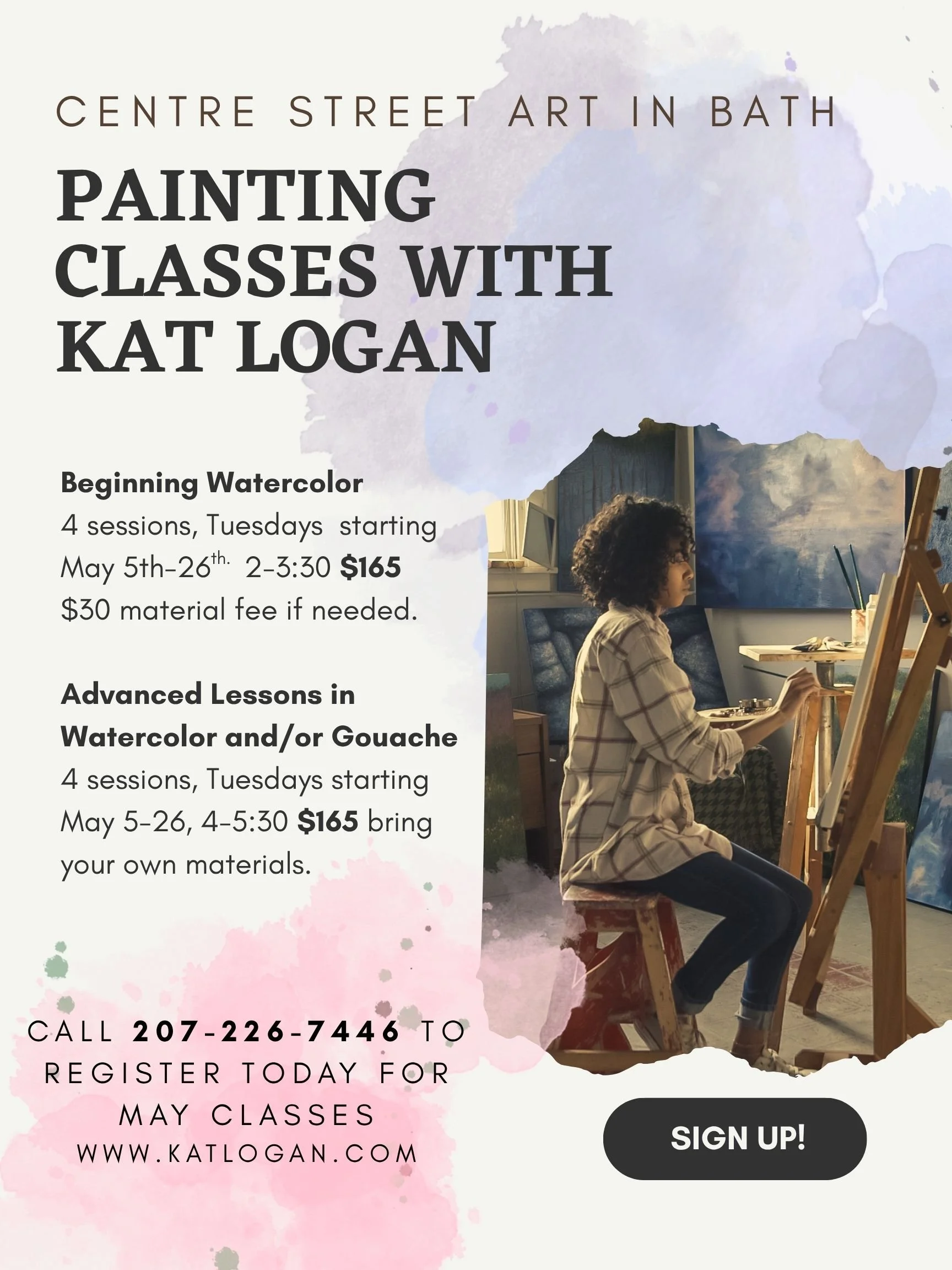 Art Classes at Centre Street Gallery in Bath with Kat Logan May 2026