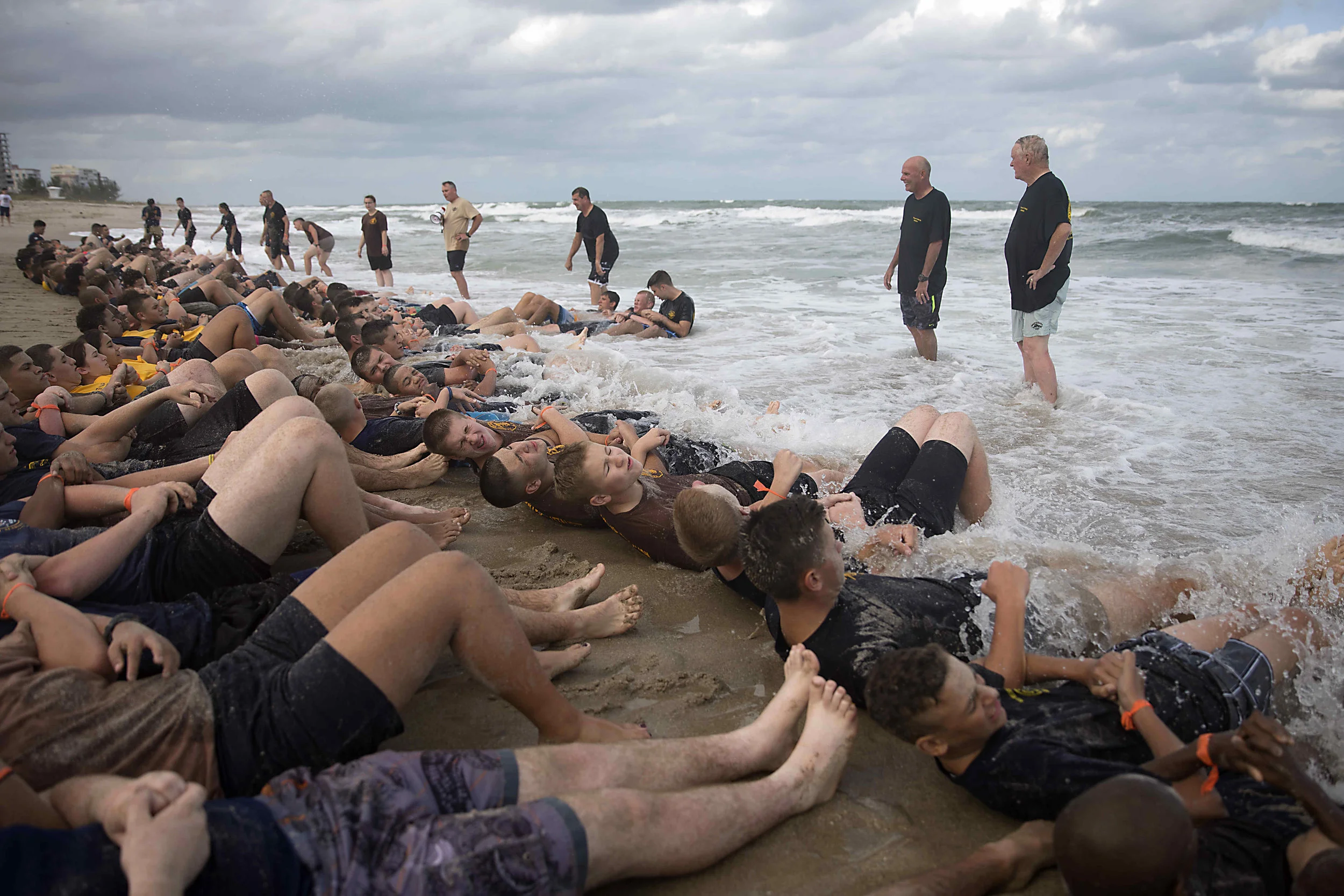  Central Florida area U.S. Naval Sea Cadet Corps members participate in &nbsp;beach physical training on the same beach that is recognized as the birth place of the U.S. Navy SEALs. From 1943 to 1946, thousands of volunteers were trained here as memb