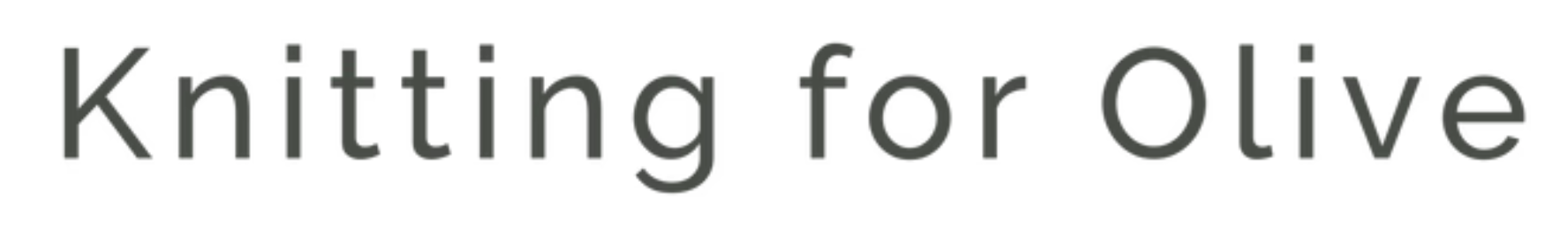 Knitting for Olive logo; dark grey text reading "Knitting for Olive"