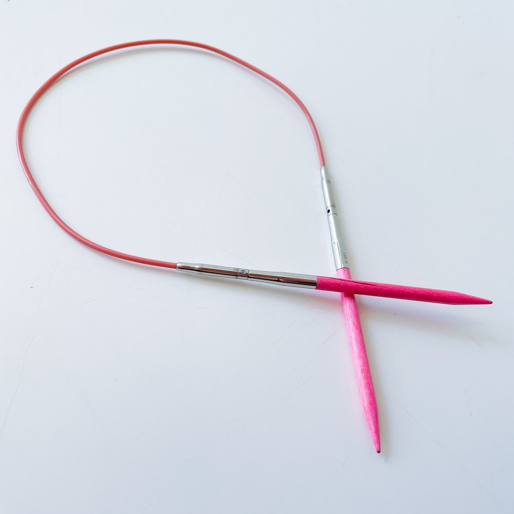 birchwood interchangeable circular knitting needle set, blush 3.5