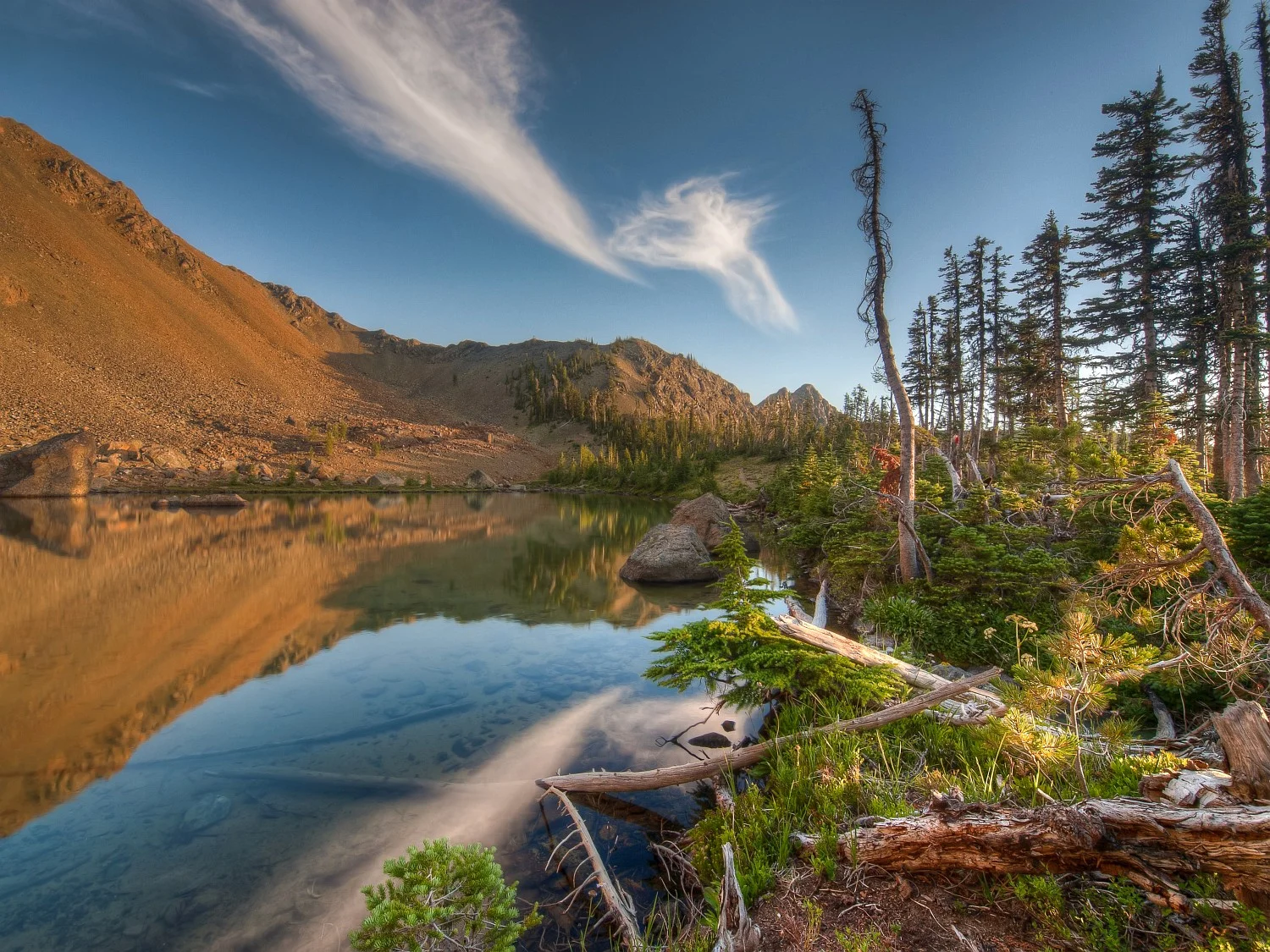 Three shot HDR composite at Lake Ann, Washington Cascades.