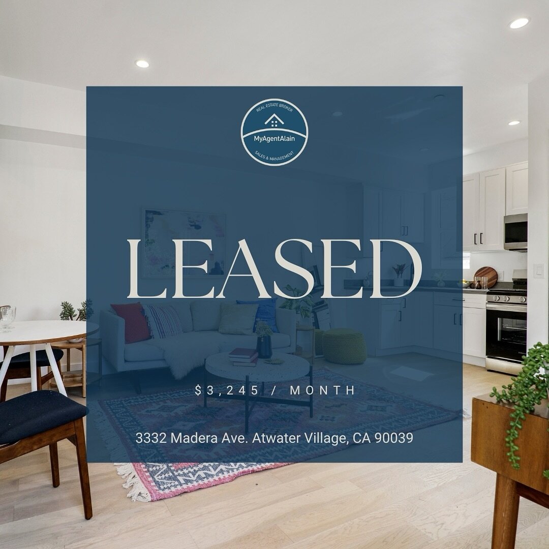 📍3332 Madera Ave., Atwater Village
&zwnj;
Leased above listed price!!
&zwnj;
🏠 2 Bed | 3 Bath
📐 767 SF
💰 $3,250/Mo
🔨 Built in 2021
&zwnj;
&zwnj;
Alain Babaian
Broker, Realtor&reg;
818.839.0443
DRE# 01890396
&zwnj;