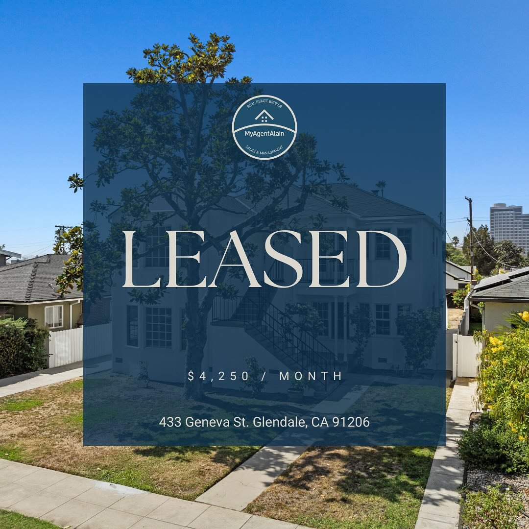 All Units Fully Leased!
&zwnj;
📍433 Geneva St.
Glendale CA 91206
&zwnj;
✅Leased in Under Two Weeks
✅Top Market Rents
&zwnj;
Alain Babaian
Broker, Realtor&reg;
DRE 01890396
&zwnj;
