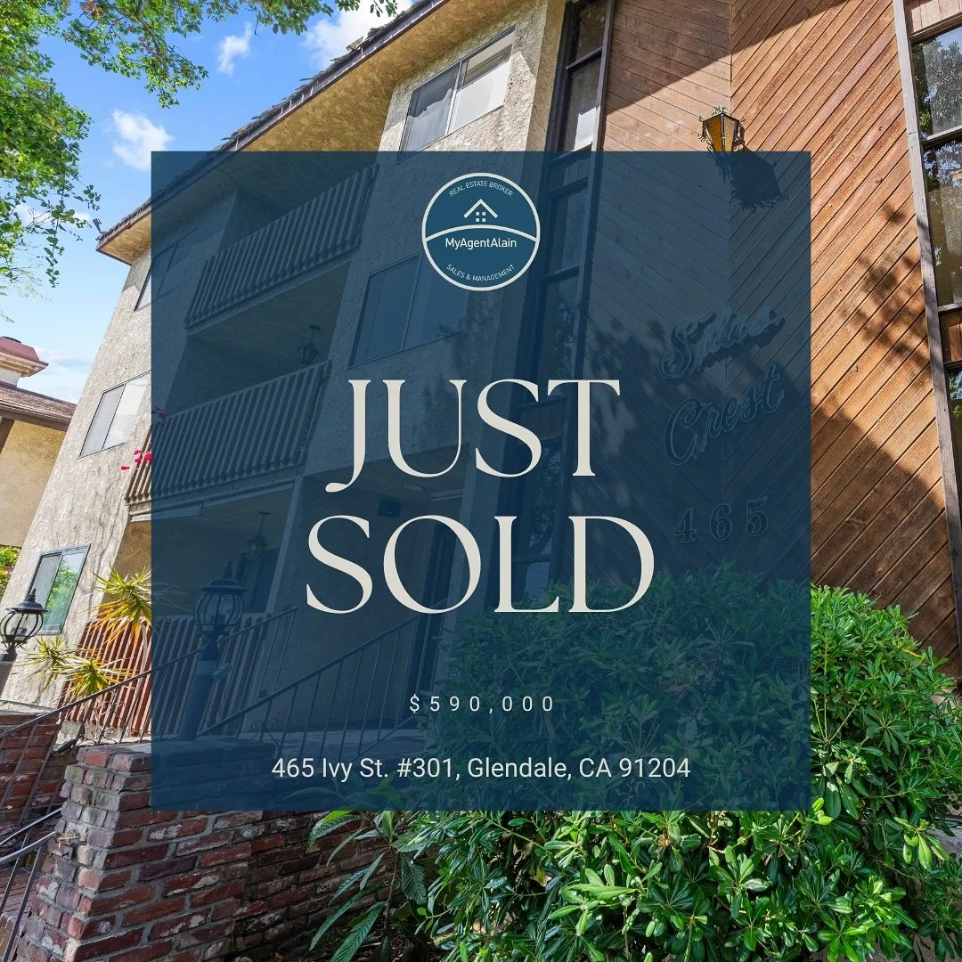 Another one SOLD!
&zwnj;
465 Ivy St. #301
Glendale CA 91204
&zwnj;
🏡 2 Bed | 2 Bath
📐 1,164 SF
🛠️ Built in 1980
&zwnj;
&zwnj;
Alain Babaian
Broker, Realtor&reg;
DRE 01890396