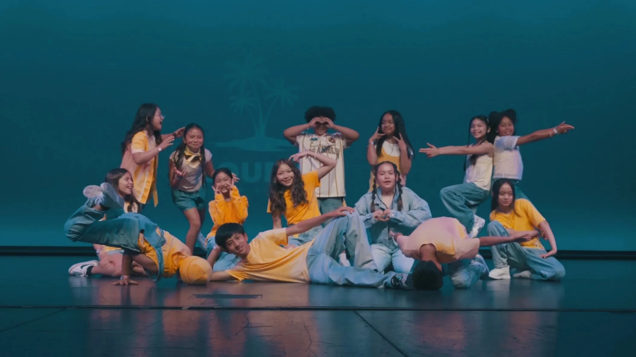 Intermediate Kids Hip Hop dancers performing at a re.DEFINE Dance Studio showcase in Hayward, California.