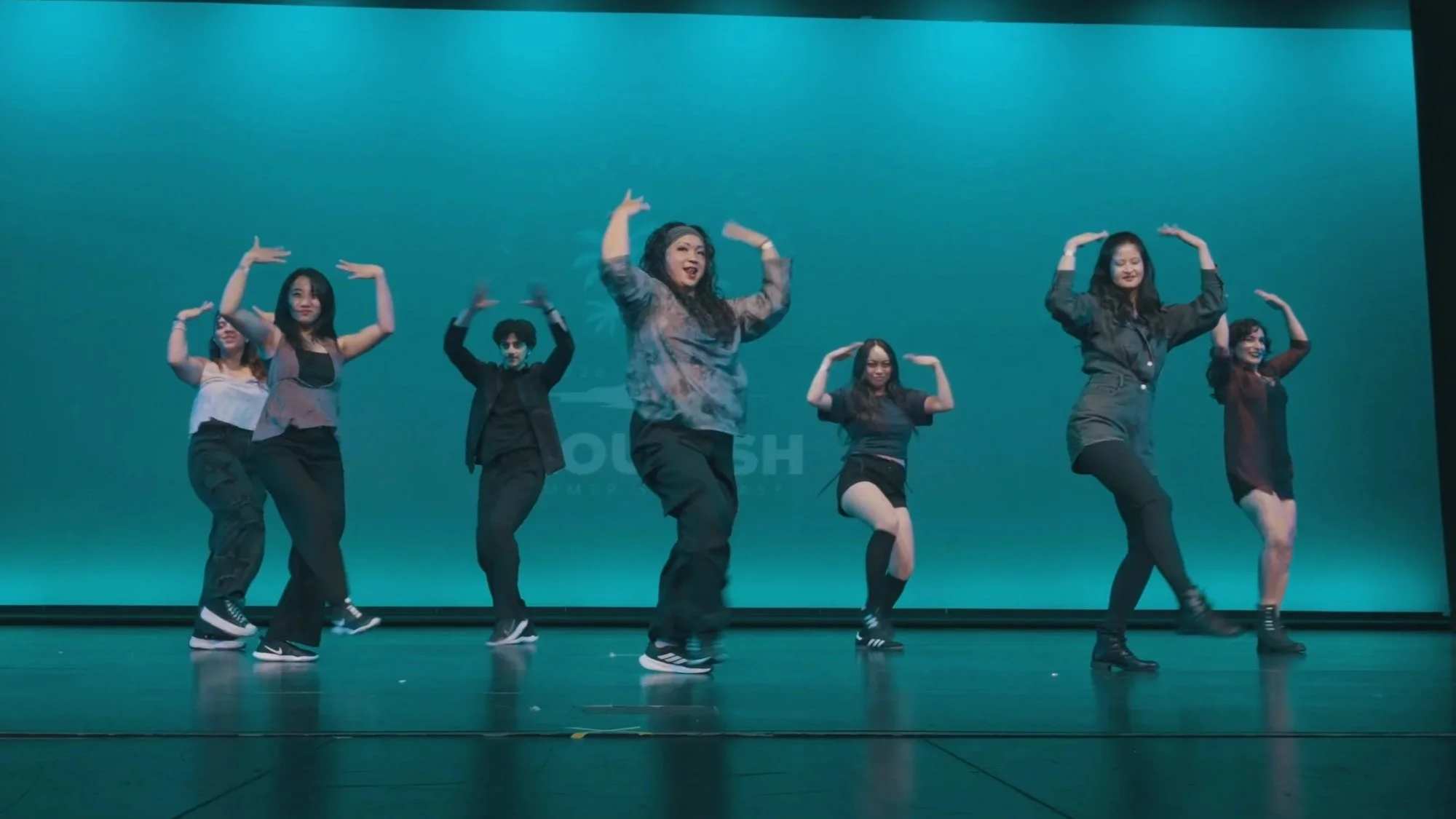 Advanced choreography students performing at a re.DEFINE Dance Studio showcase in Hayward, California.