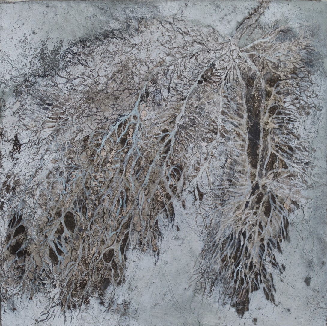 Permeabel 2016. Aske, pigment og akryl 30x30