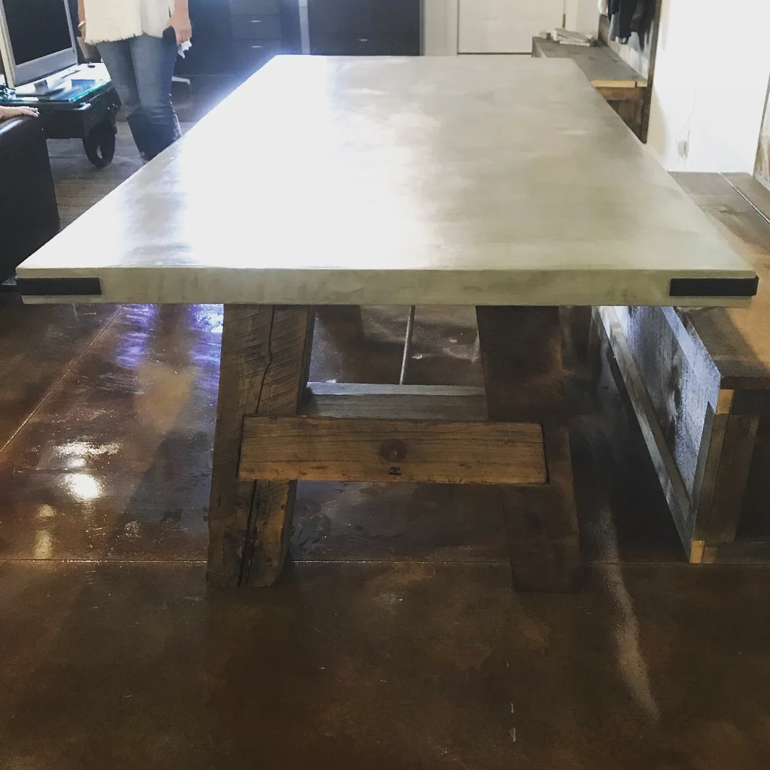 Concrete and Barn Beam Dining Table