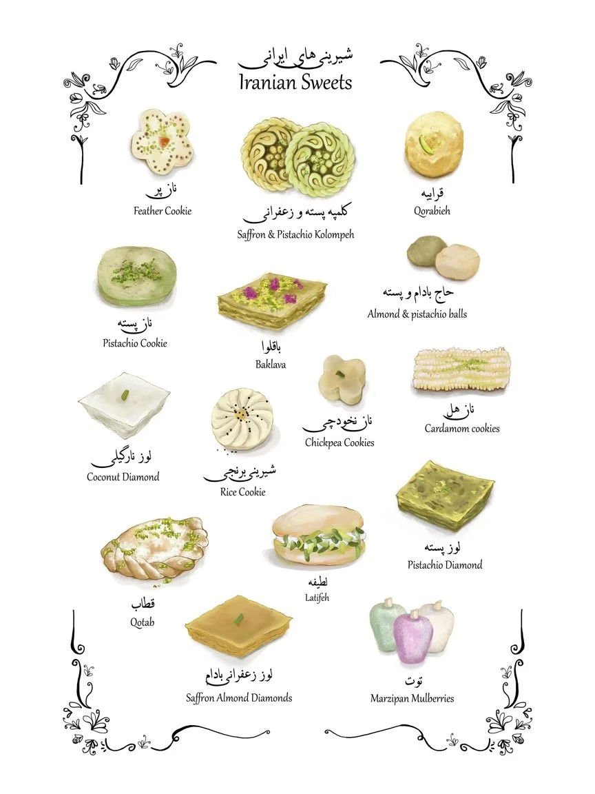 Iranian Sweets — Hand-Painted Illustration (Downloadable Art Print)