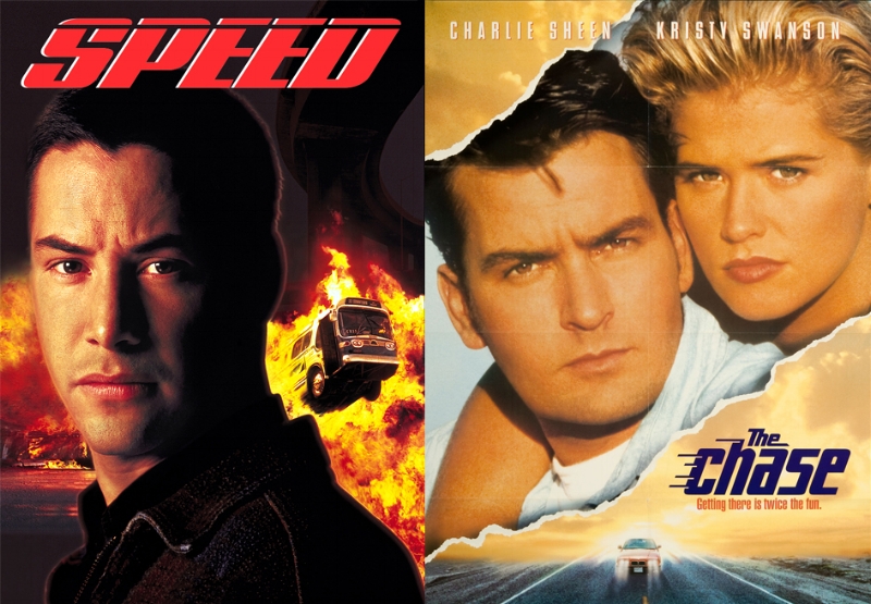 Speed - Keanu Reeves & Sandra Bullock, The Chase - Charlie Sheen & Kristy Swanson