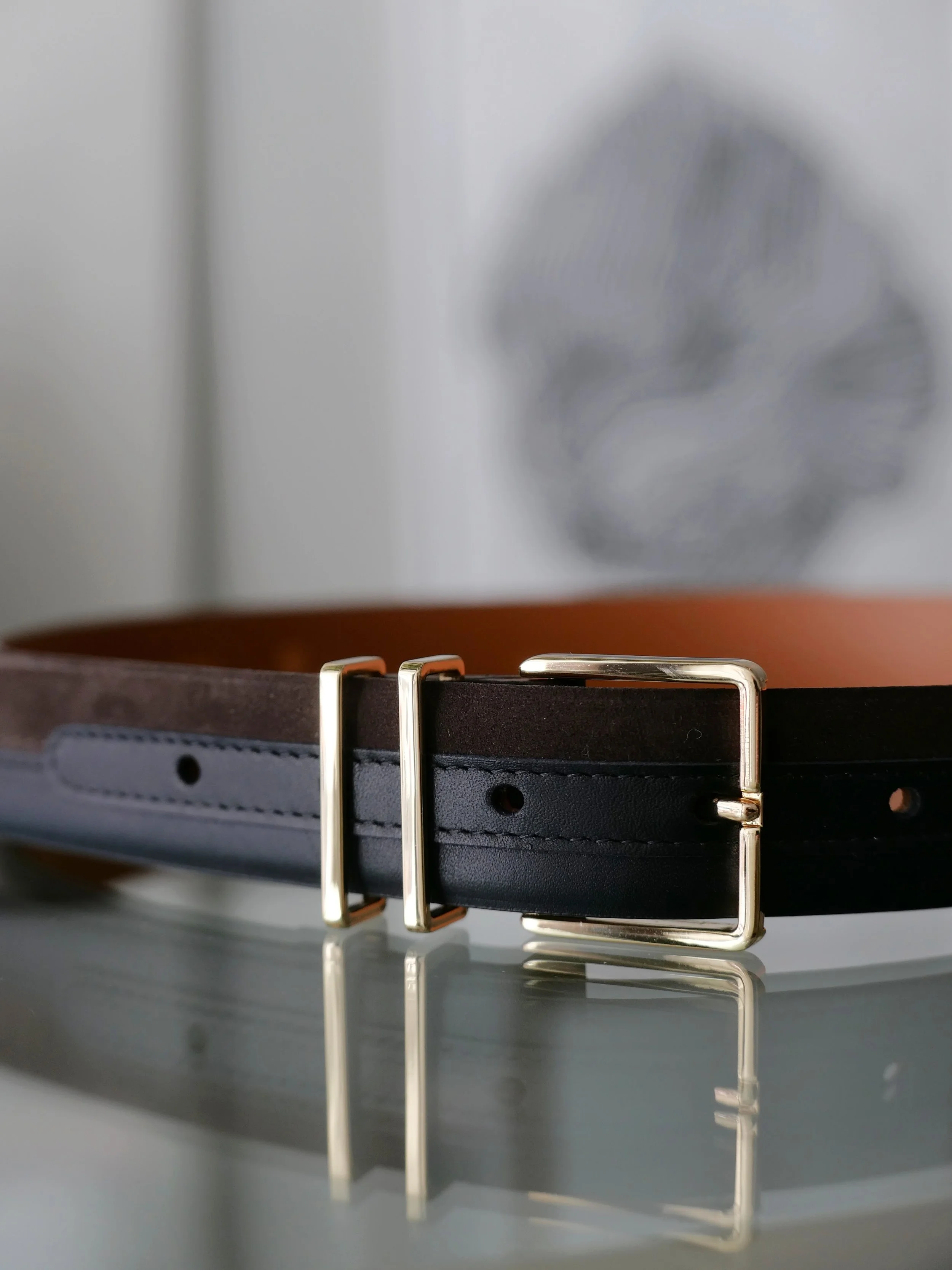 Maison Boinet Belt Leather belt Maison Boinet Navy size M International in  main image 2