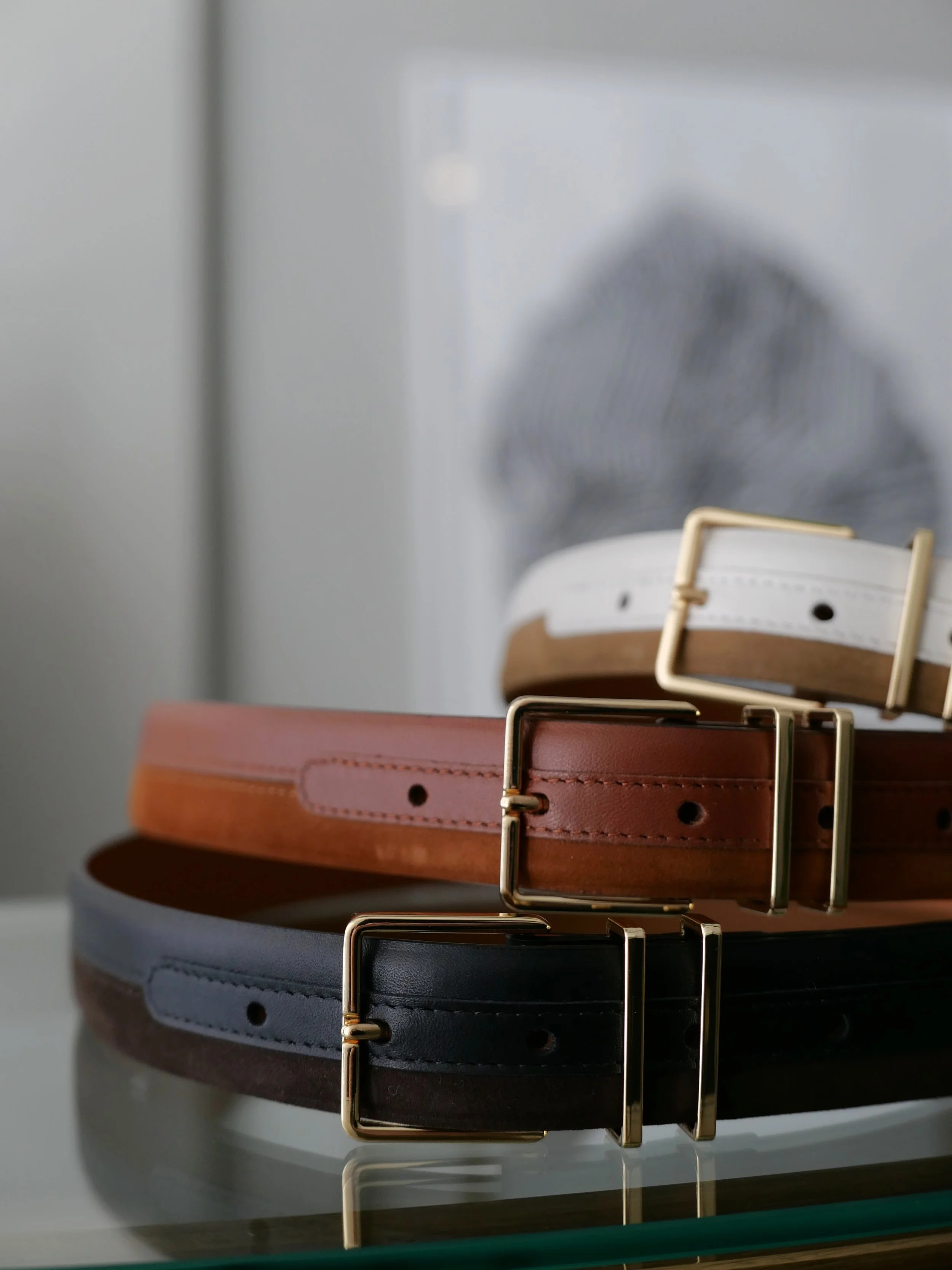 MAISON BOINET COLORED BLOCKED BELT IN BLACK — EWANIKA