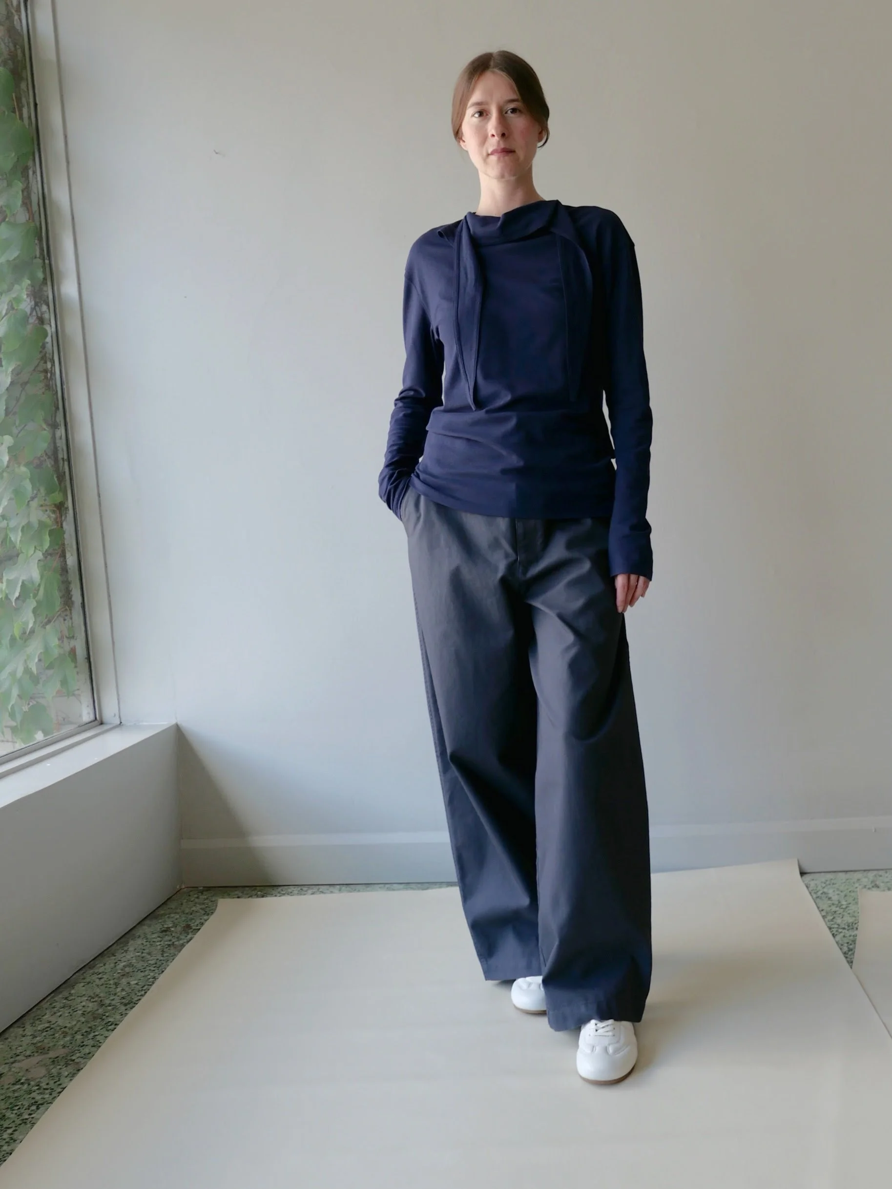 LEMAIRE LARGE CHINO PANT IN GRAPHITE BLUE — EWANIKA