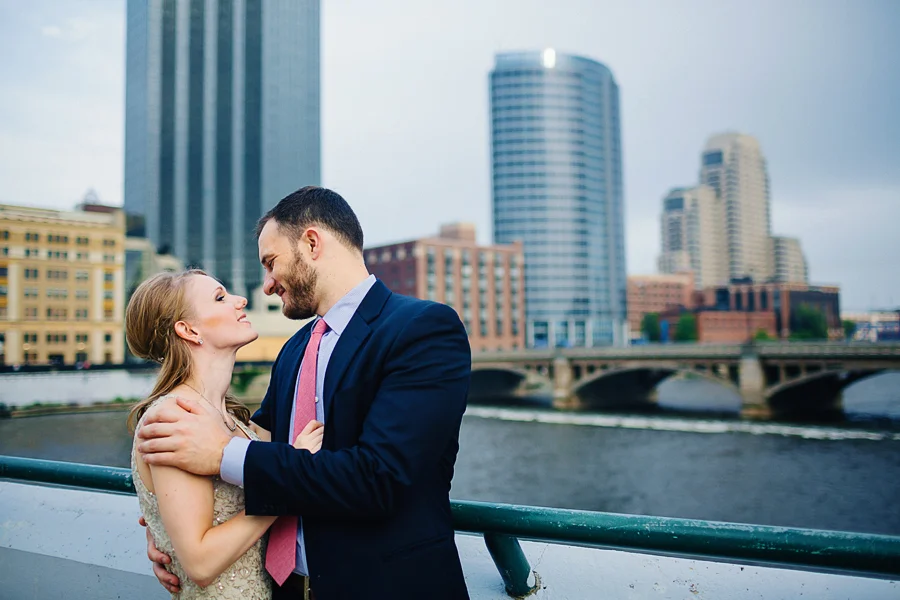 Downtown Grand Rapids Skyline - Megan and Andrew engaged