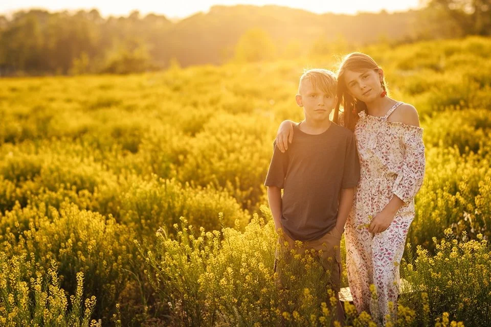 It's rare that I actually take pictures of my own kids but tonight, we made it happen.  Grabbed some random items in the closet and found a pretty field.  They grow up too fast and I can't believe they're this old already 🥺😭, pictures make them loo