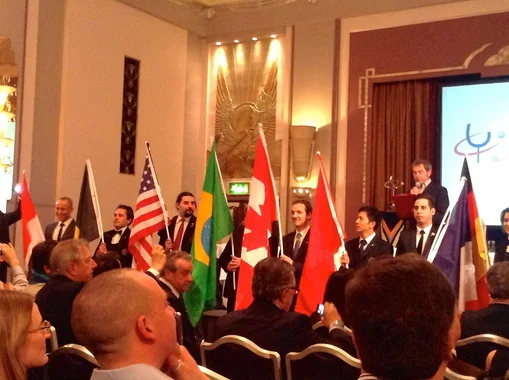 NASA's Diego Meraviglia with the star-spangled banner