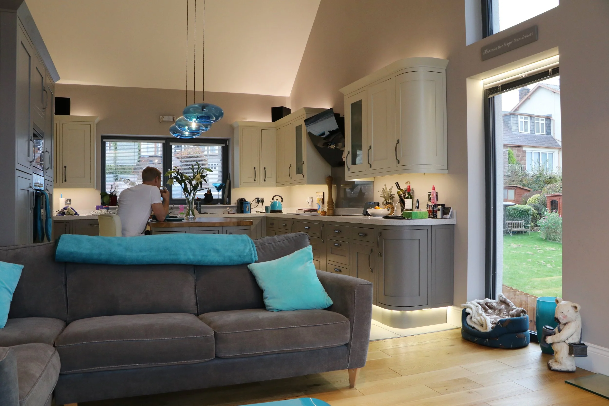  The Kitchen and Living area is contained under a double-height, vaulted ceiling that creates a generous, but sociable space. 