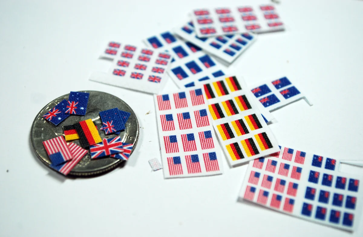 The largest size flags have been arranged on a quarter.