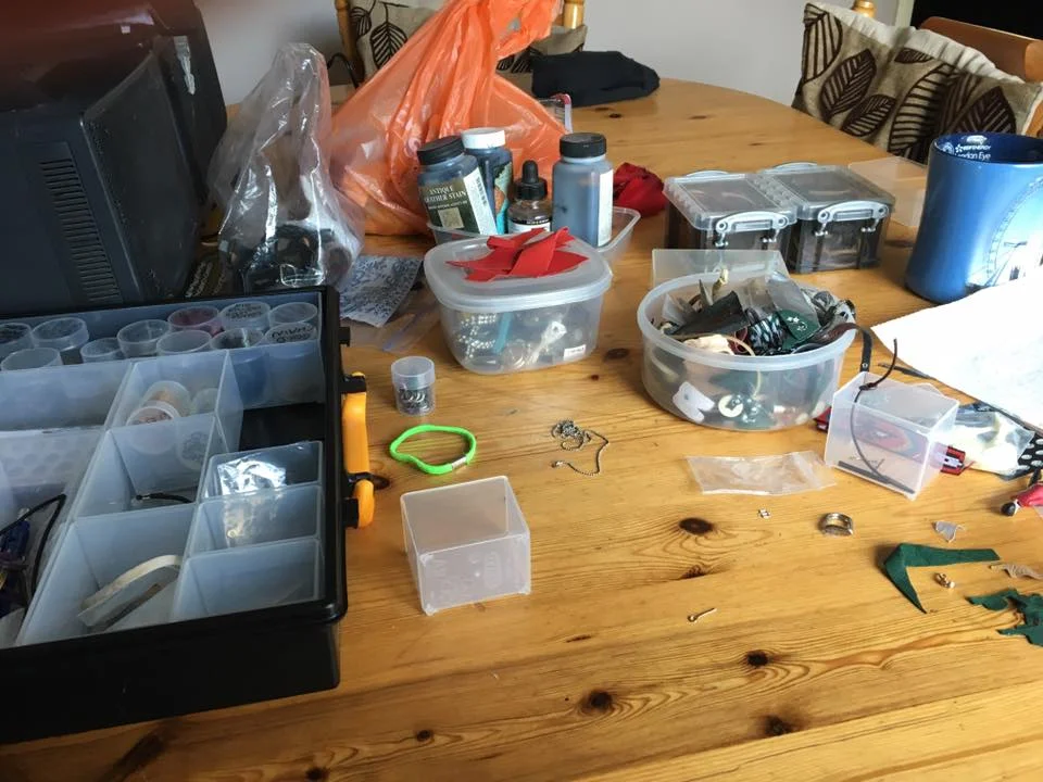 "I thought I should start spring cleaning as we are into March. So I have started with all my pots of half started things, general gibbons and stuff I can't remember I had. Then I can organise it all, and it'll take up less space! I have stuff I forgot I had!! Though that's handy for next month!" 