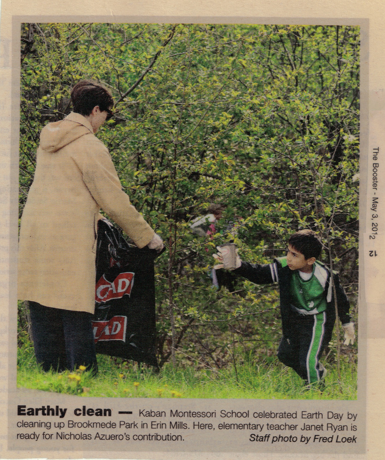 Kaban Montessori in Mississauga participating in cleaning for Earth Day