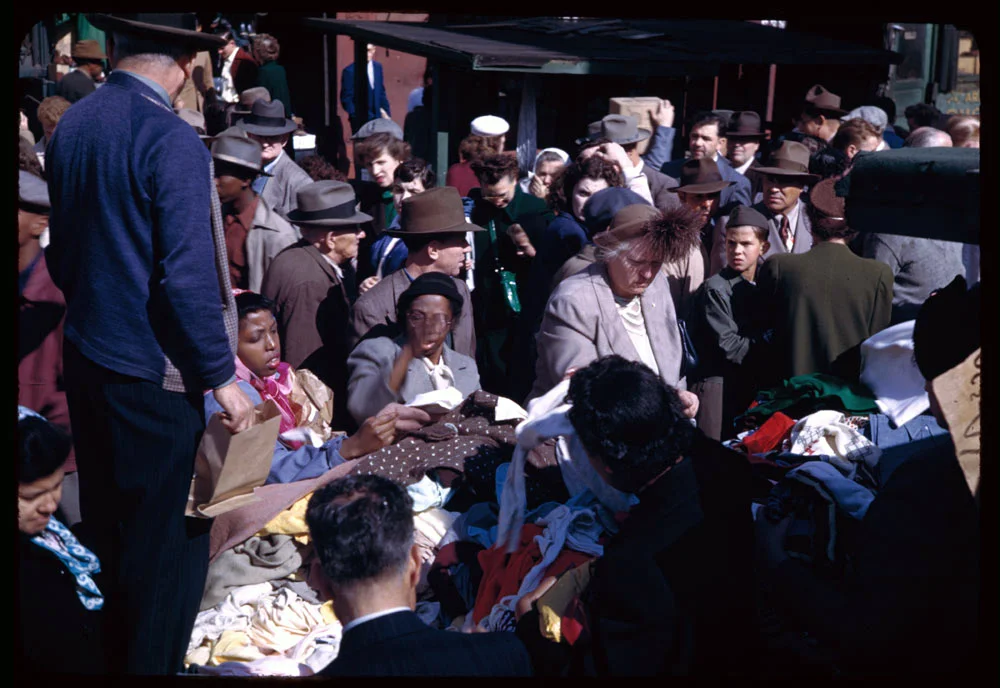 Women Shop for Silk on Maxwell Street, 1950