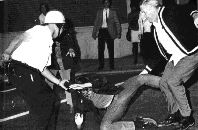 Police attack war protester, 1968