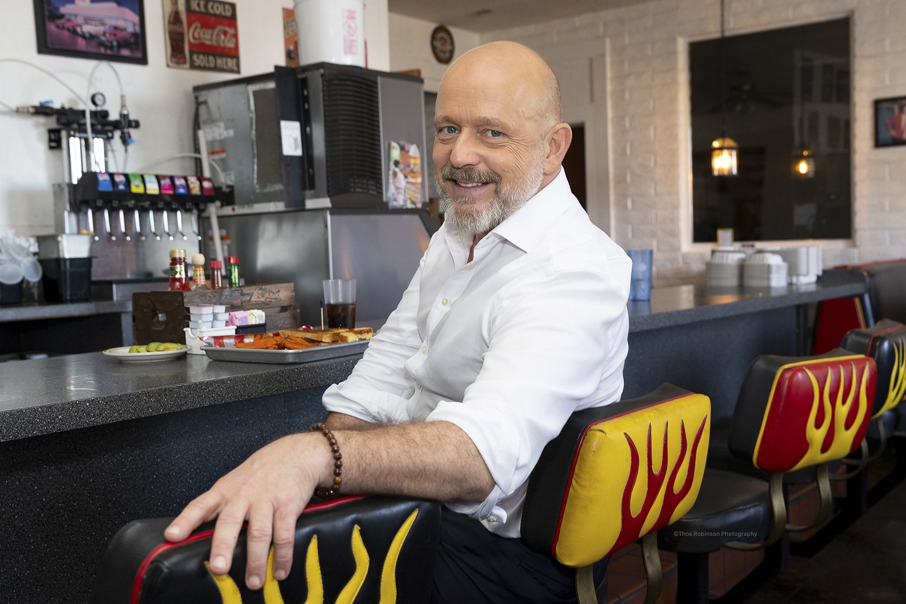  Steve Hilton photographed at Hot Rod Diner in Hilmar, CA while on the gubernatorial campaign trail 