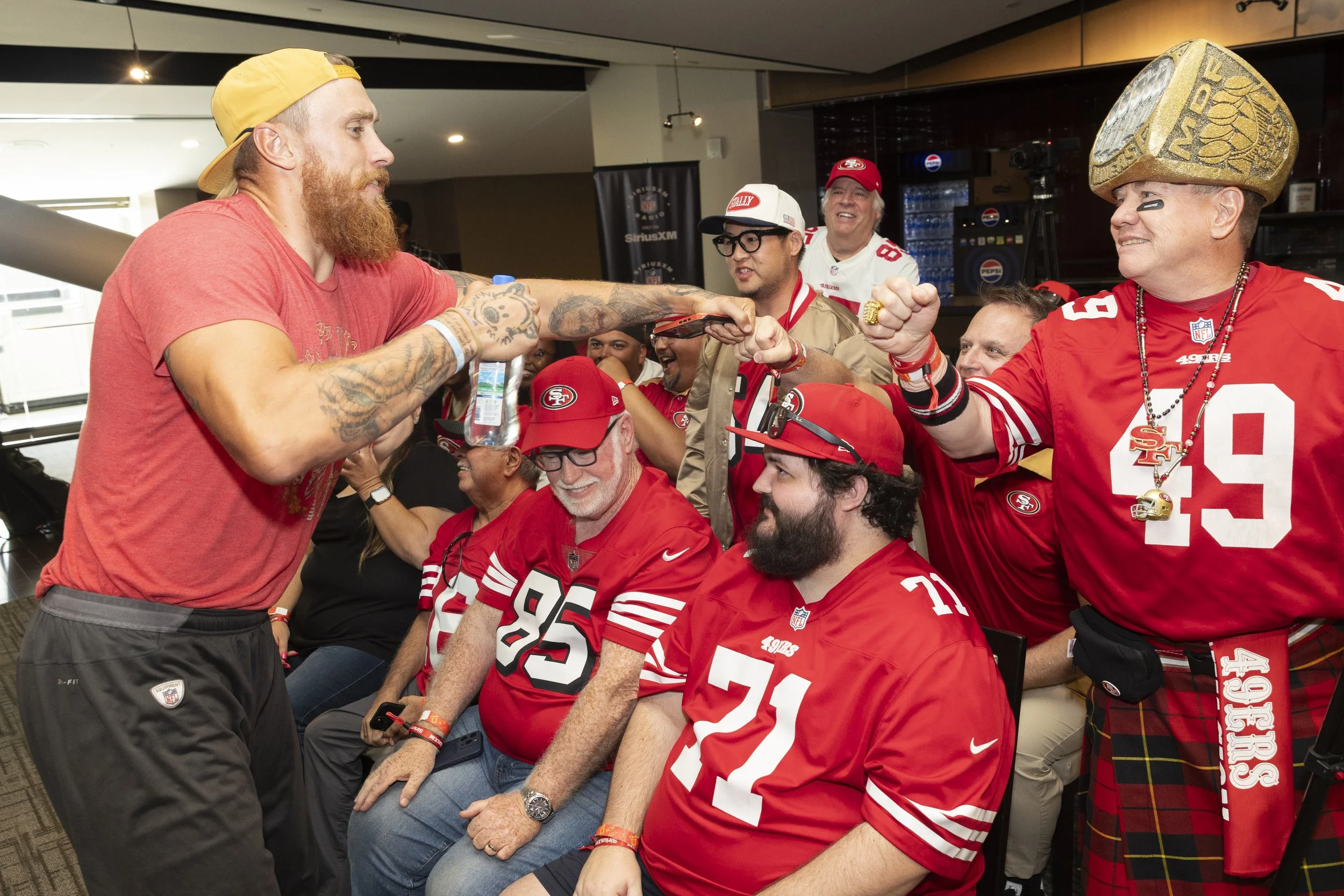  George Kittle greets diehard fans at a live q&amp;a recording in Santa Clara, CA 