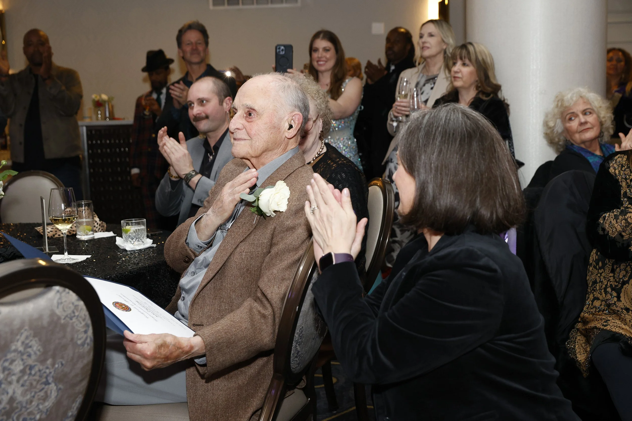  Composer John Chowning receiving a lifetime achievement award hosted by the Recording Academy. 
