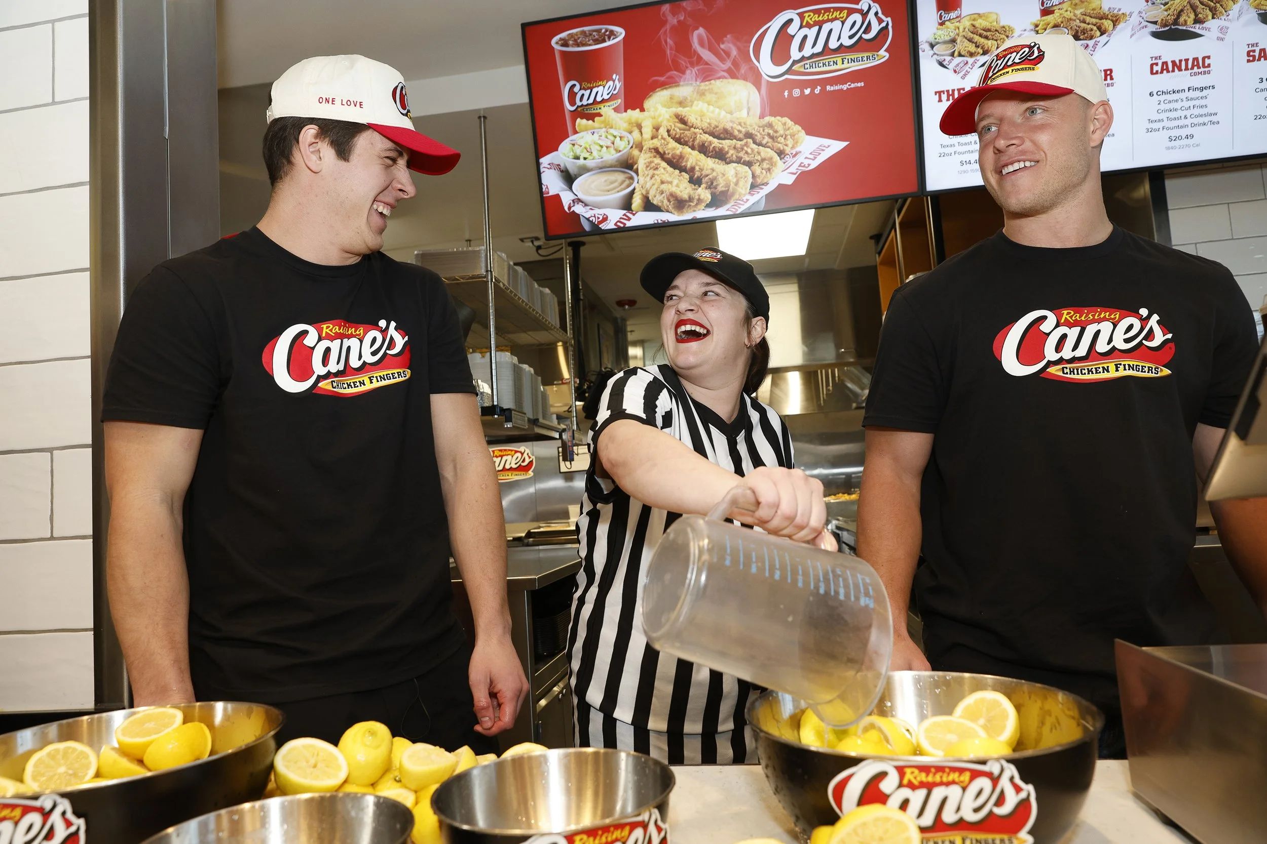  Brothers Luke and Christian McCaffrey attend an event hosted by Raising Cane’s in Santa Clara, CA. 