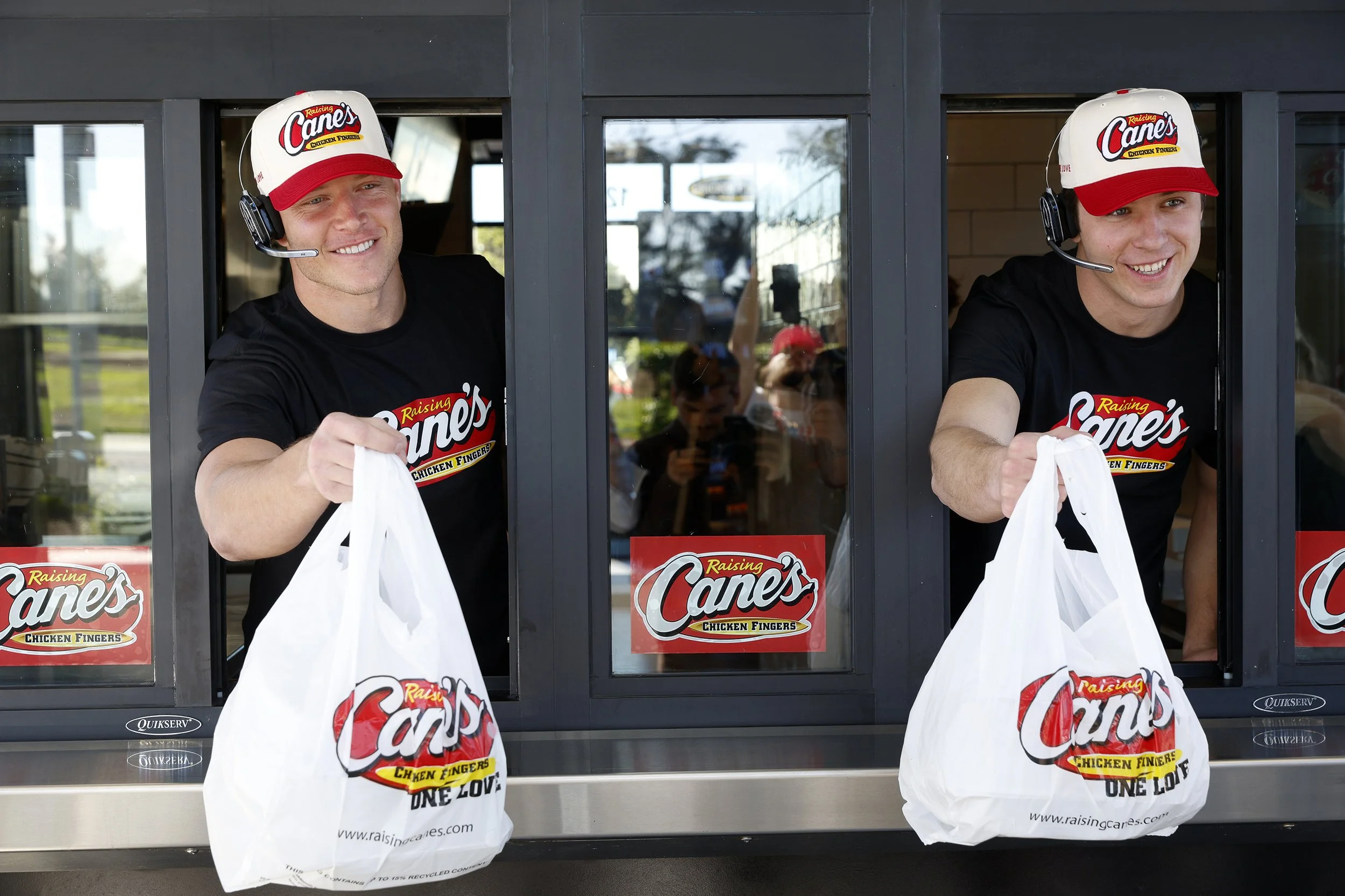  Brothers Luke and Christian McCaffrey attend an event hosted by Raising Cane’s in Santa Clara, CA 