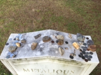 Stones left by Metalious fans, per Jewish custom. 